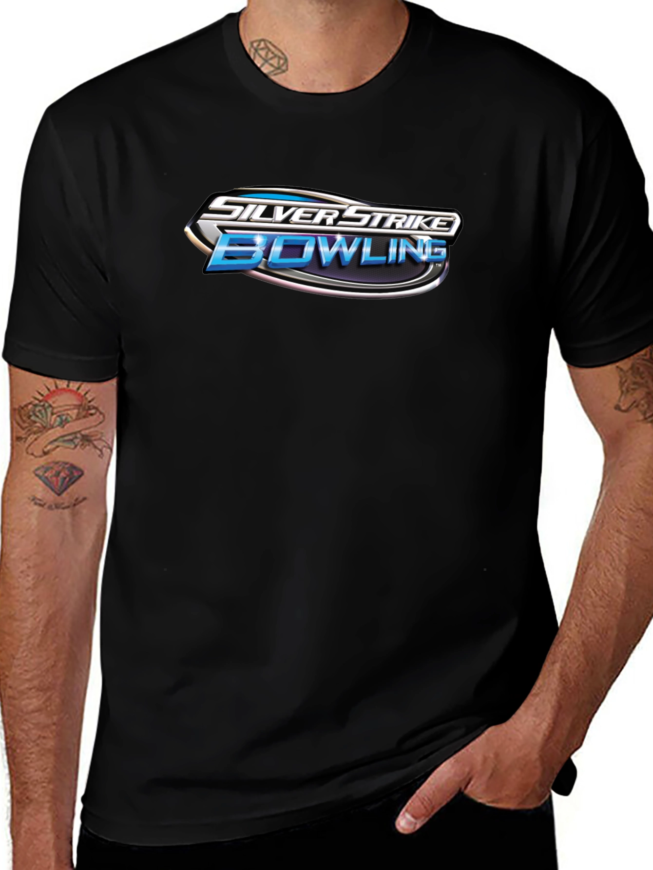 Silver Strike Bowling Black T-Shirt