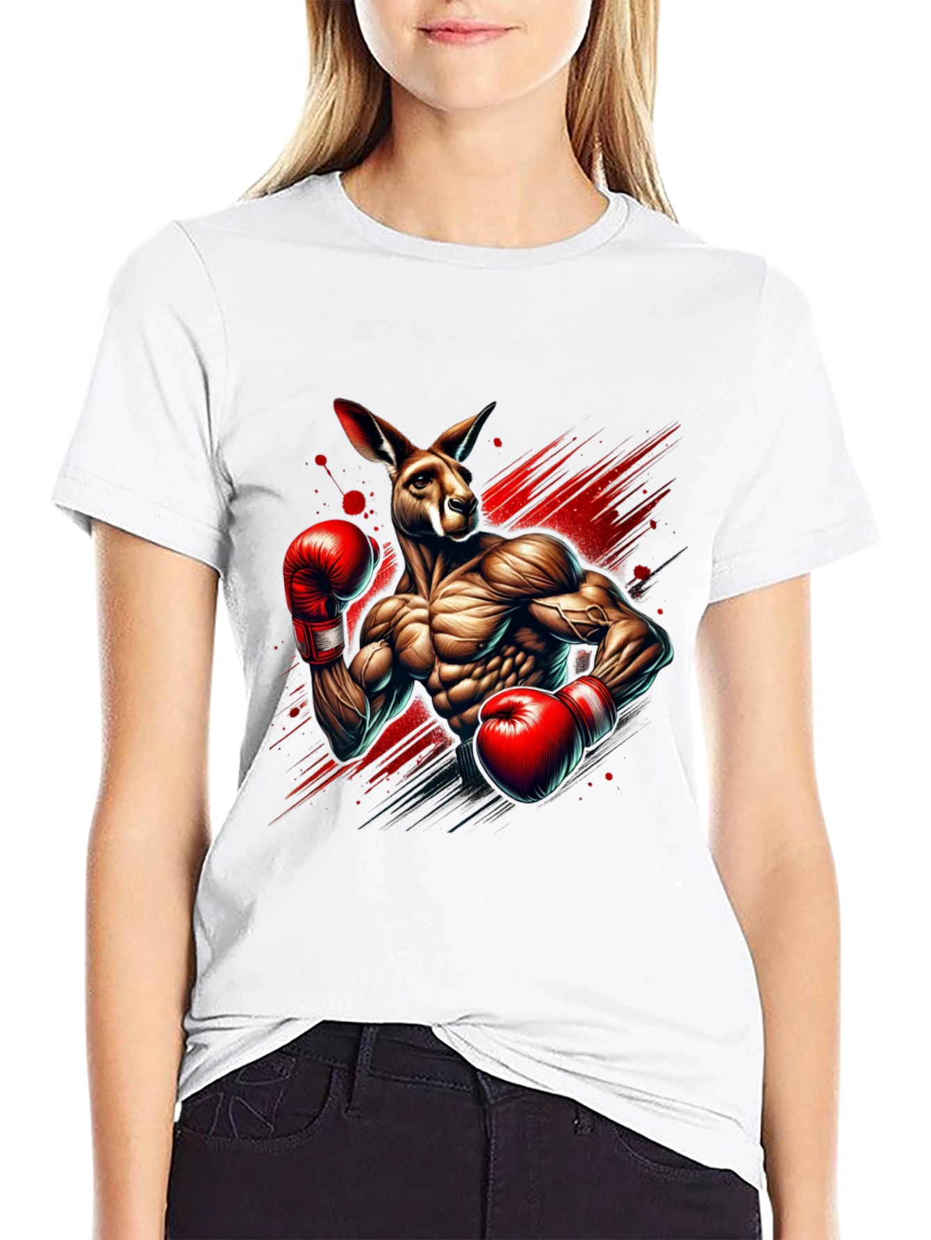 Kangaroo Boxer Graphic Tee - Black