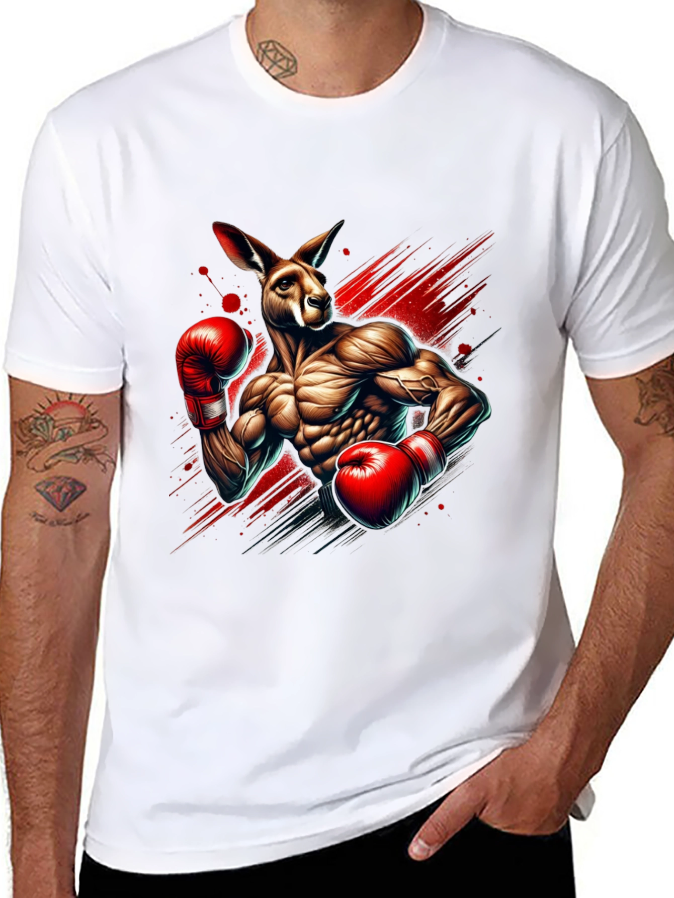 Kangaroo Boxer Graphic Tee - Black