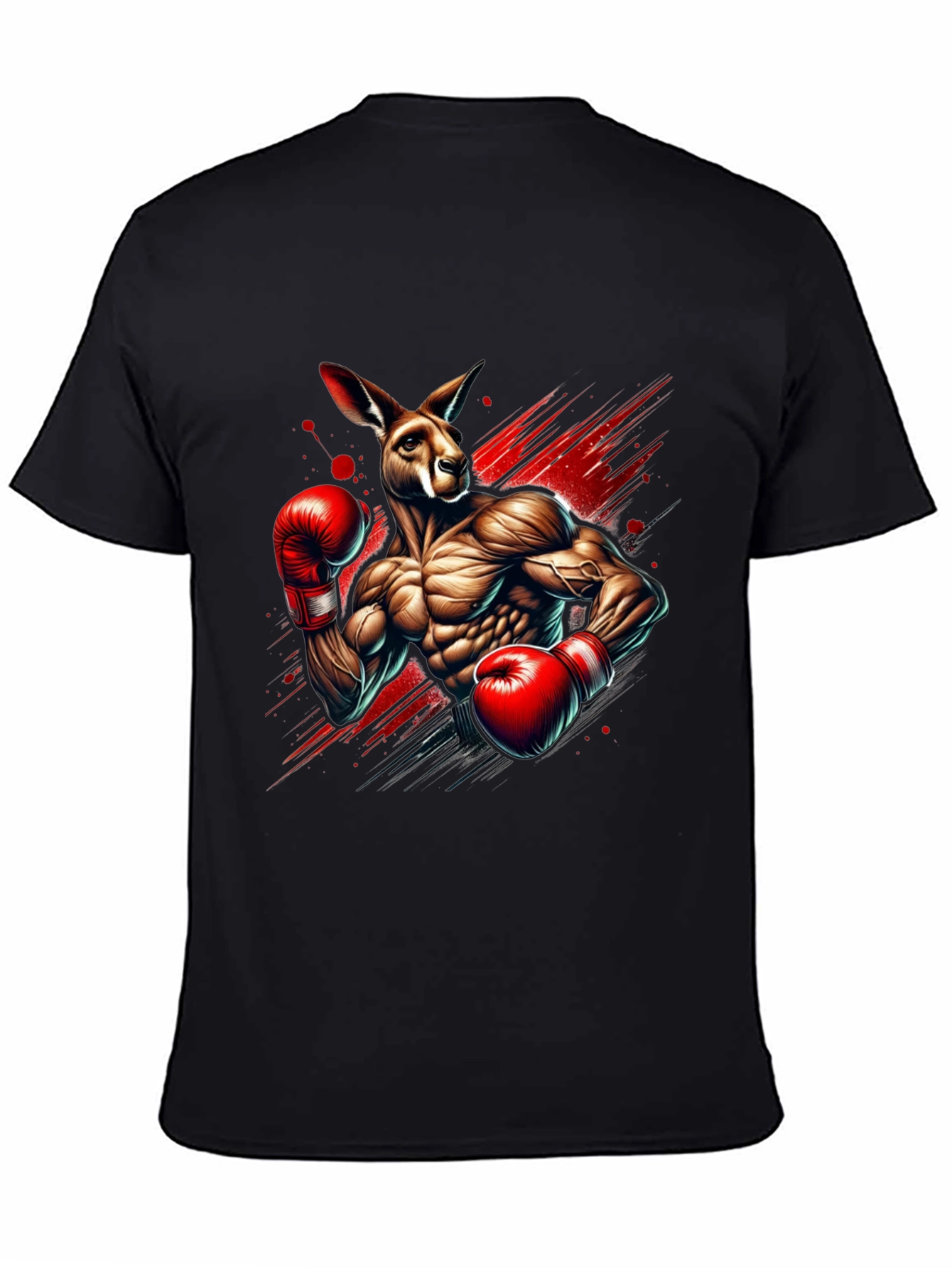 Kangaroo Boxer Graphic Tee - Black