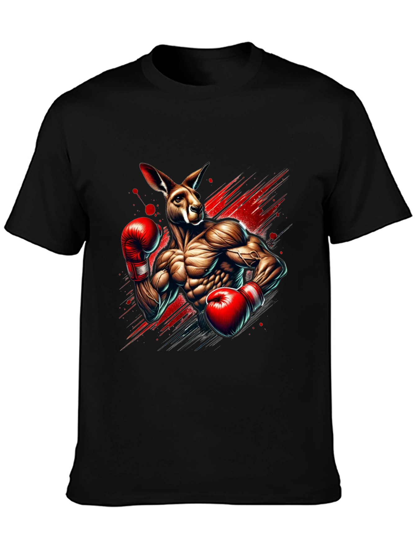 Kangaroo Boxer Graphic Tee - Black