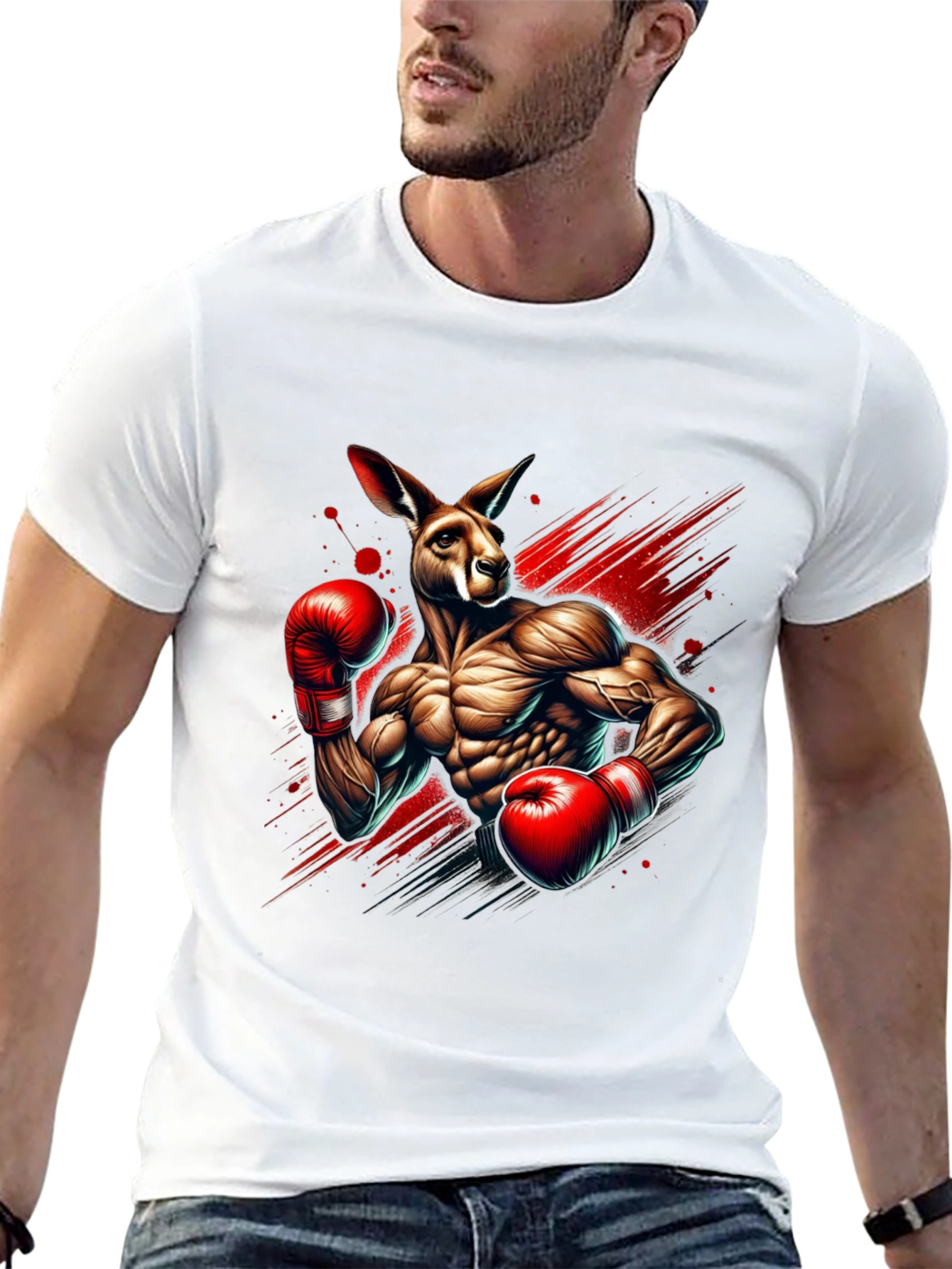 Kangaroo Boxer Graphic Tee - Black