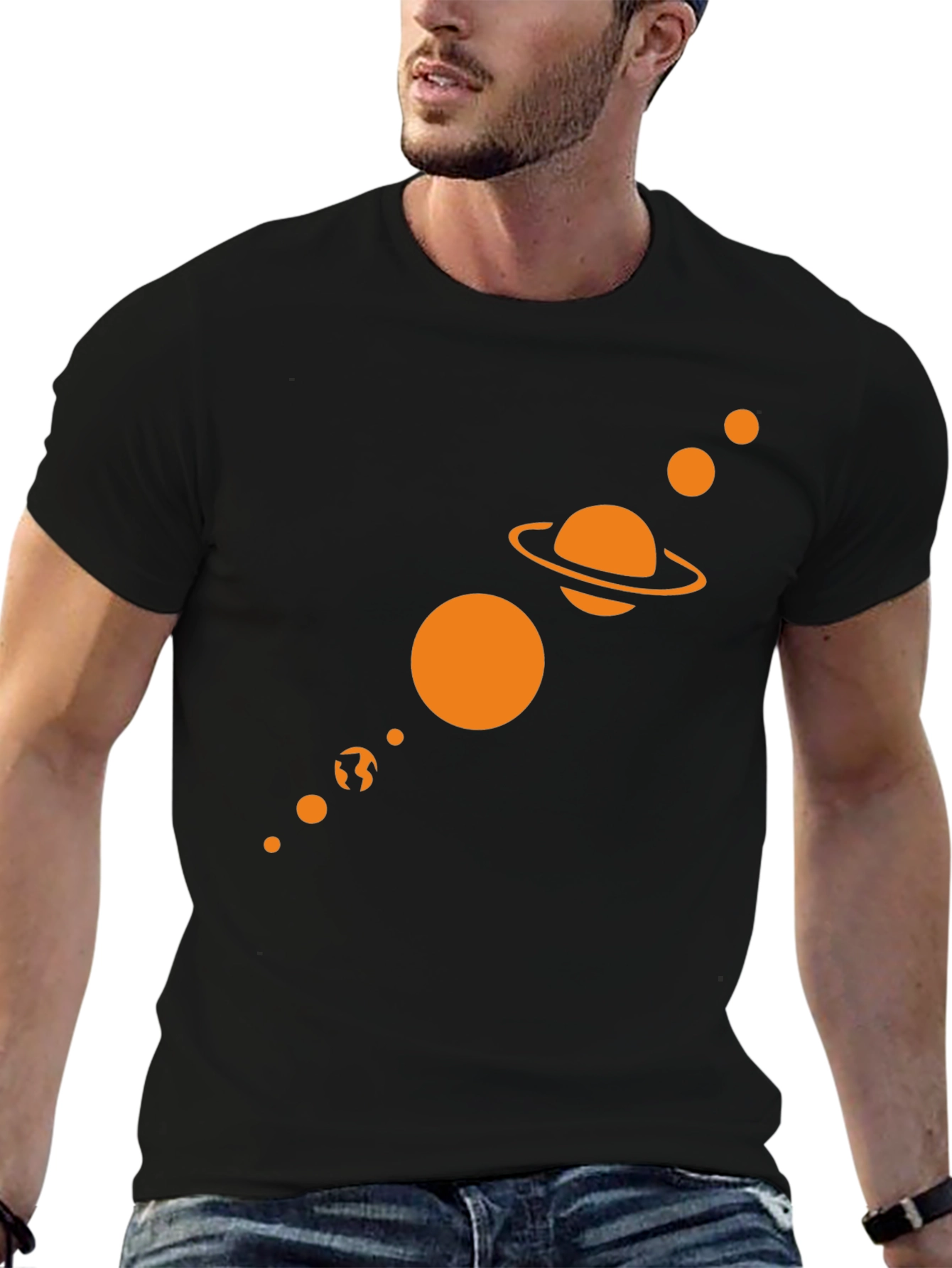 Solar System Graphic Tee - Black Cotton Blend