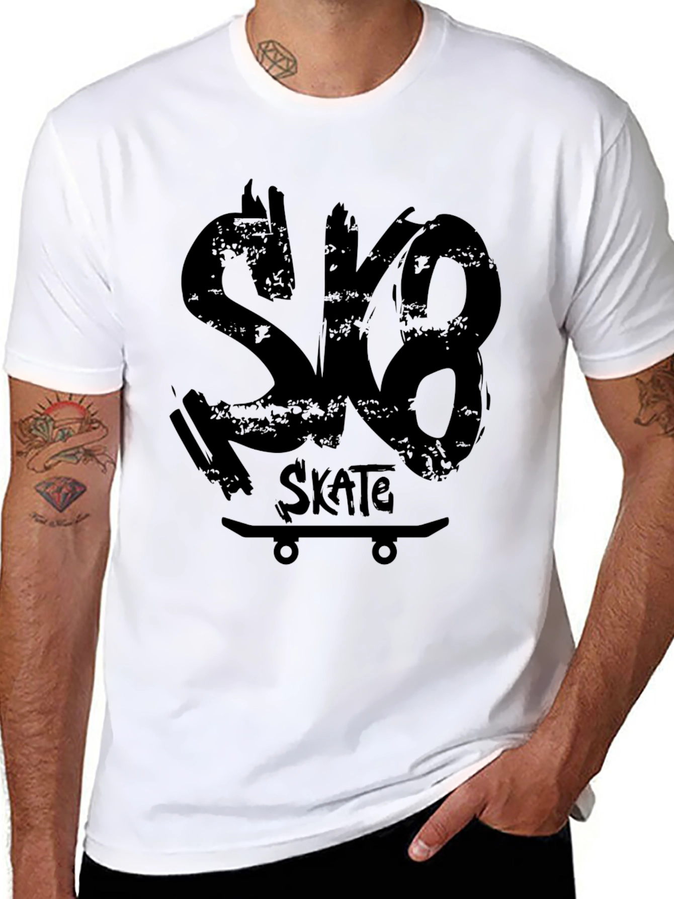 Sk8 Skate Black Graphic T-Shirt