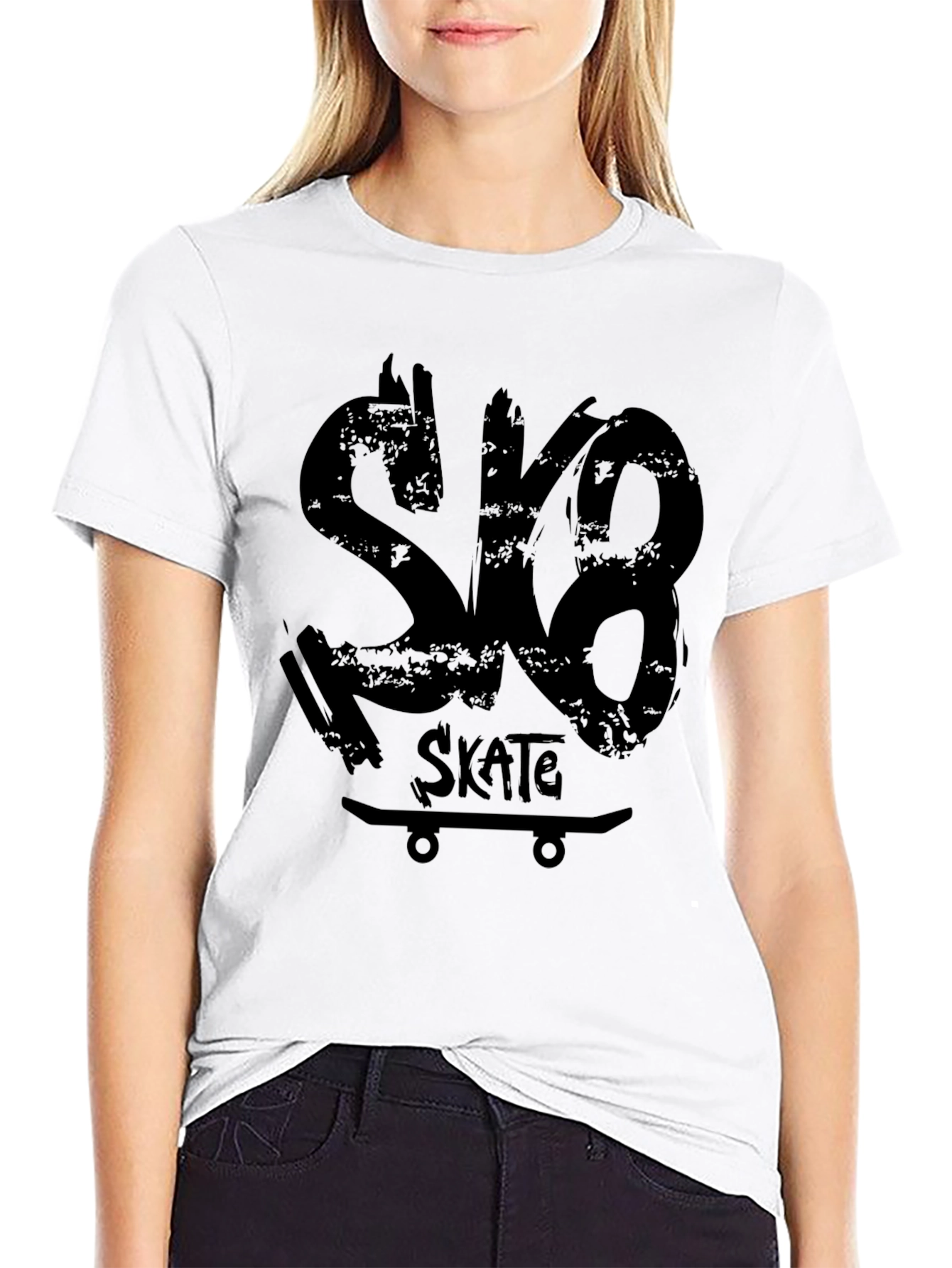 Sk8 Skate Black Graphic T-Shirt