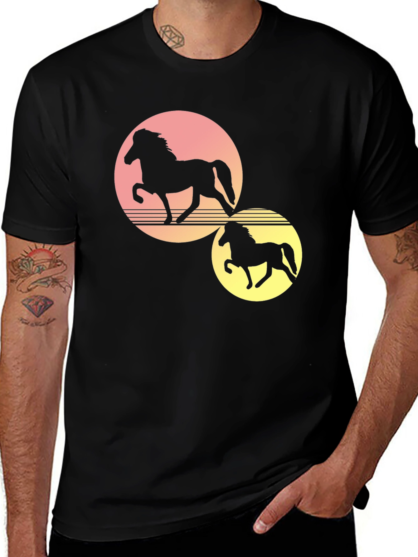 Sunset Horse Graphic Tee - Black