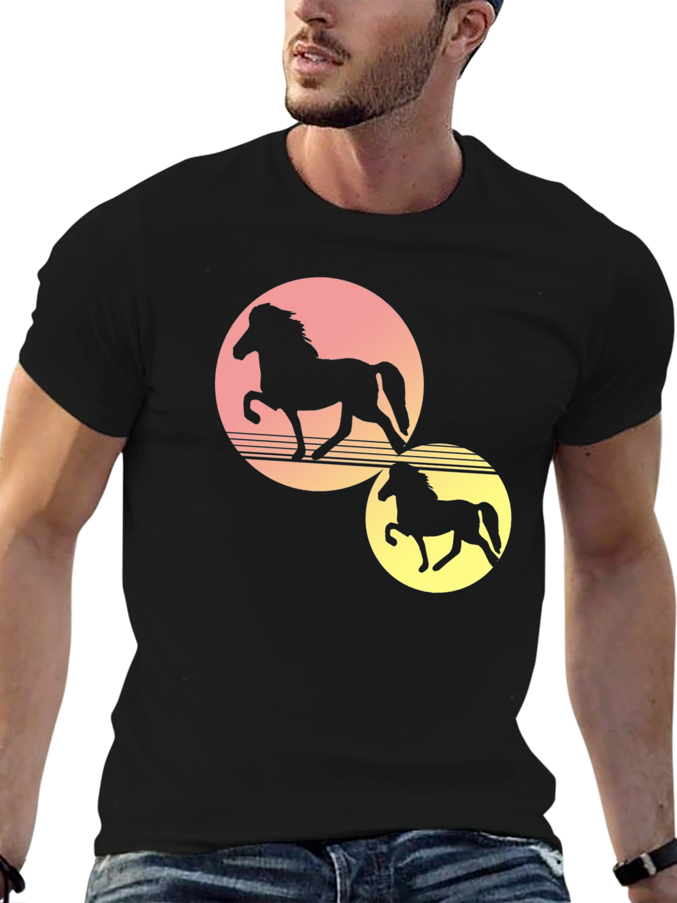 Sunset Horse Graphic Tee - Black