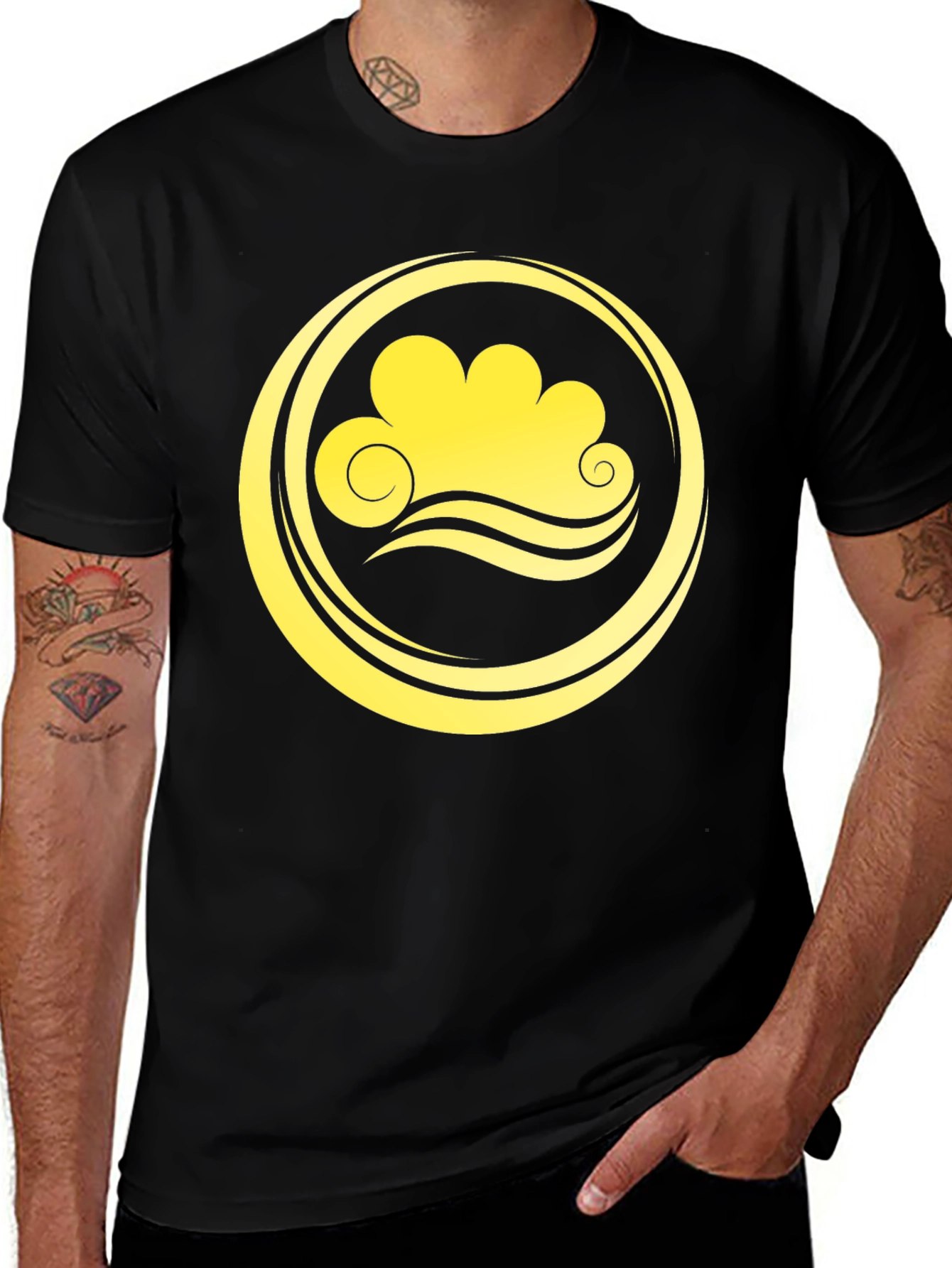 Cloud and Wave Graphic Tee - Black
