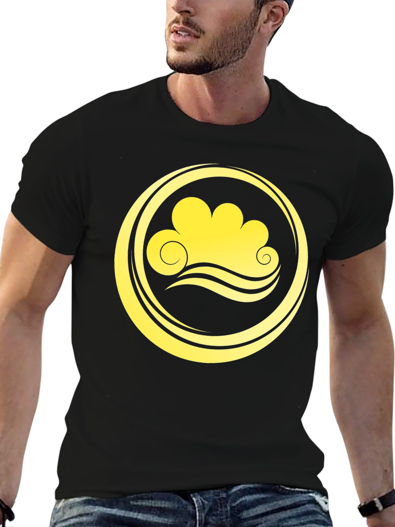 Cloud and Wave Graphic Tee - Black