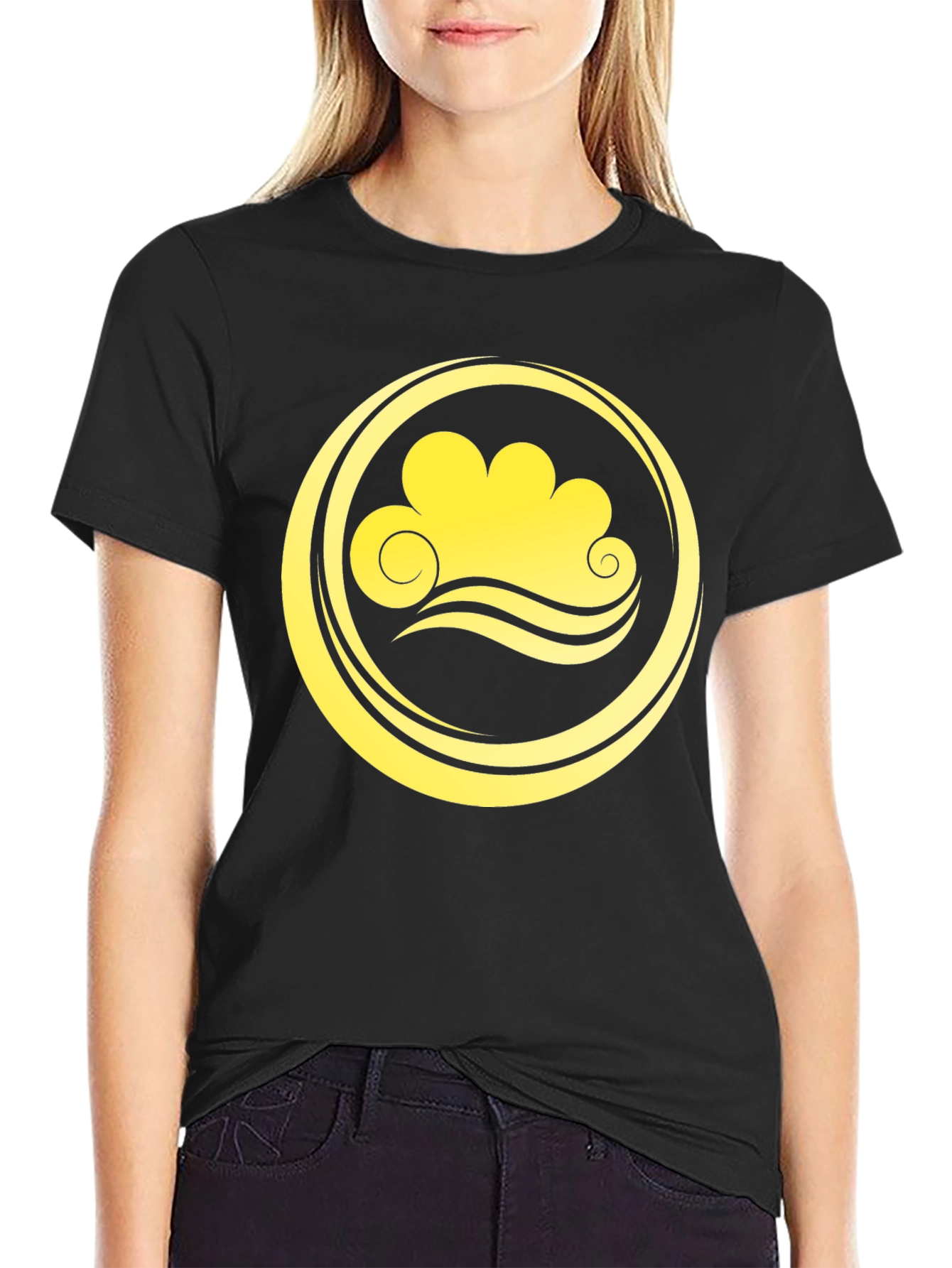 Cloud and Wave Graphic Tee - Black
