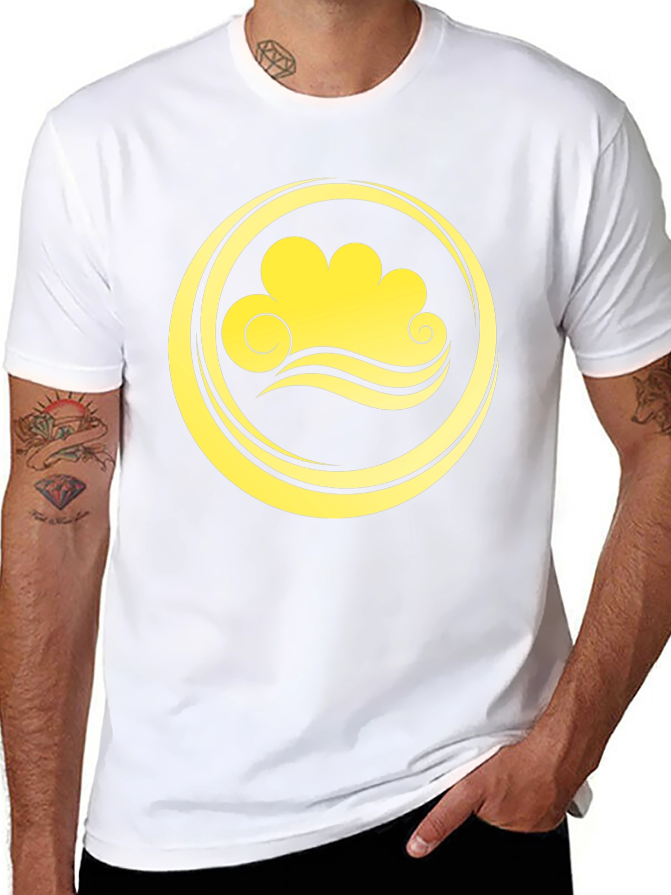 Cloud and Wave Graphic Tee - Black