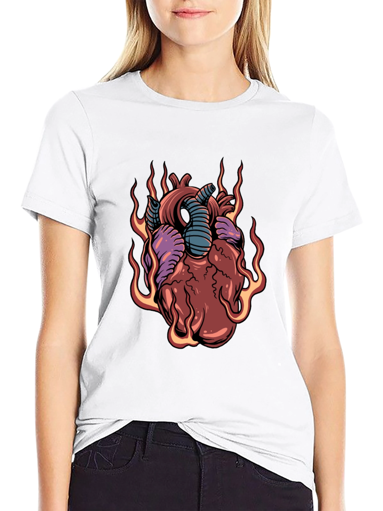 Fiery Heart Graphic Tee - Unique Design