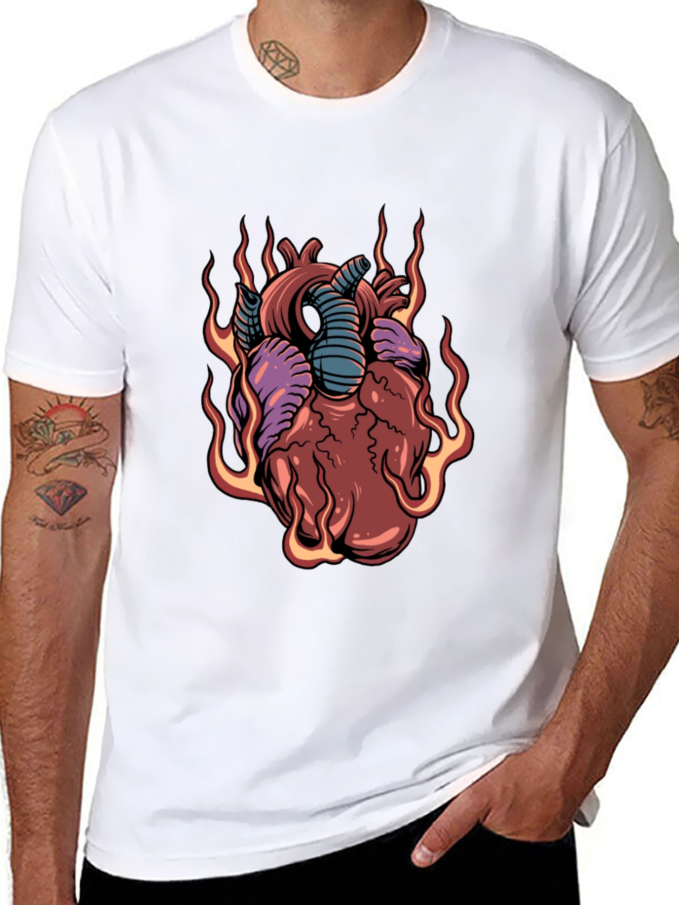 Fiery Heart Graphic Tee - Unique Design