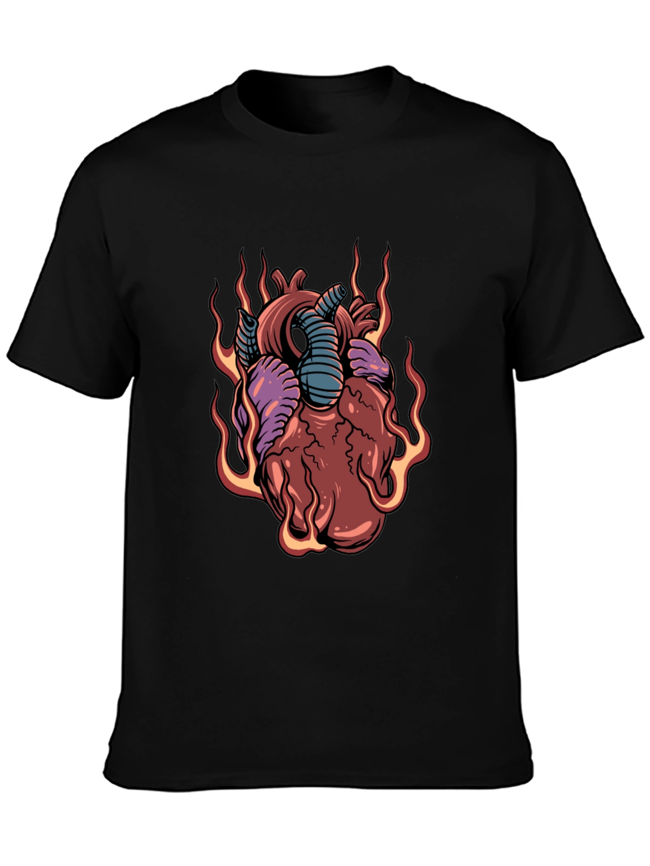 Fiery Heart Graphic Tee - Unique Design