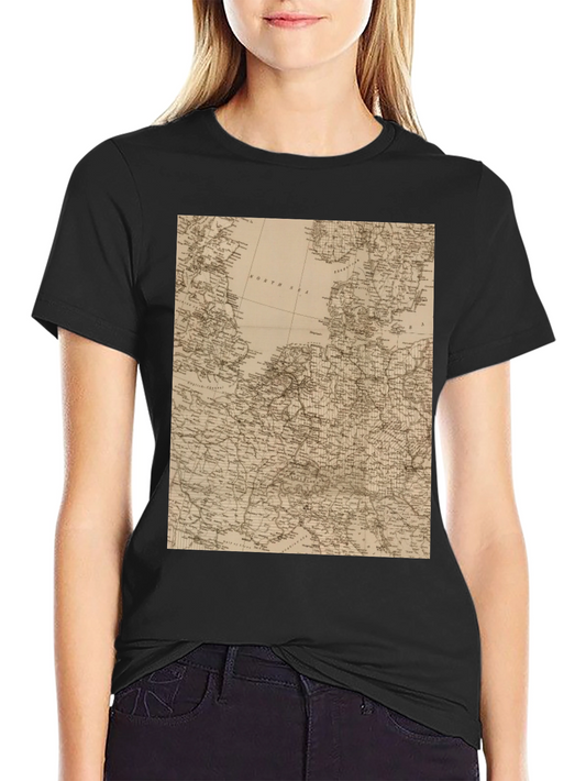 Vintage Map Graphic Tee - Black