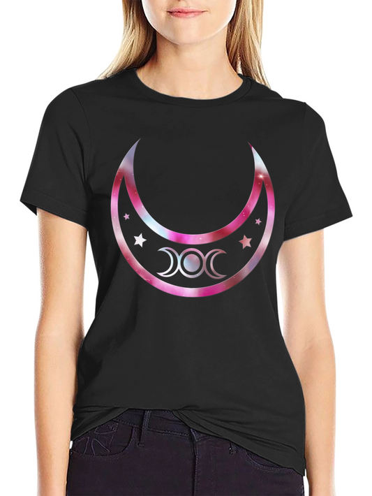 Triple Moon Goddess Graphic T-Shirt - Black