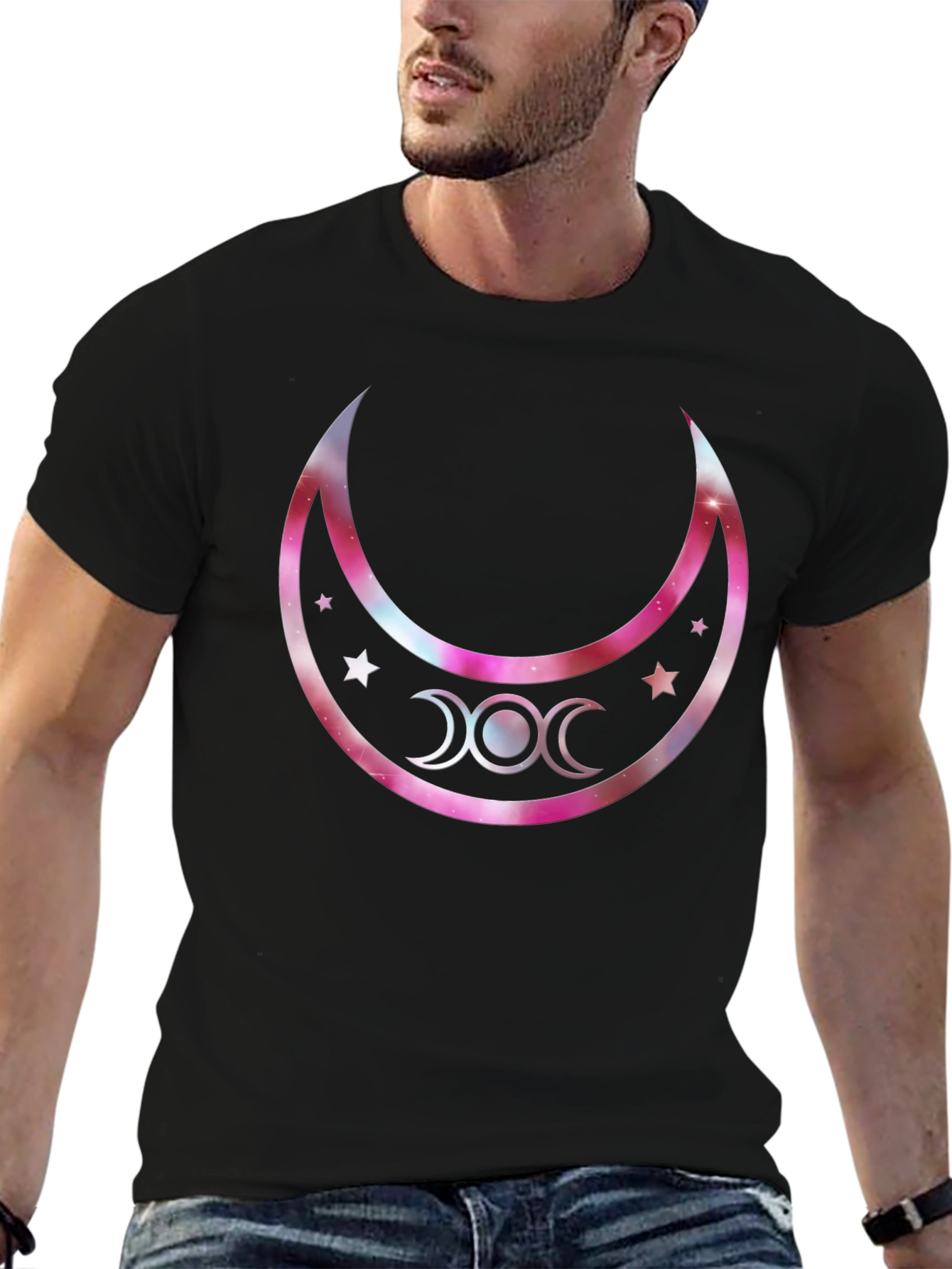 Triple Moon Goddess Graphic T-Shirt - Black