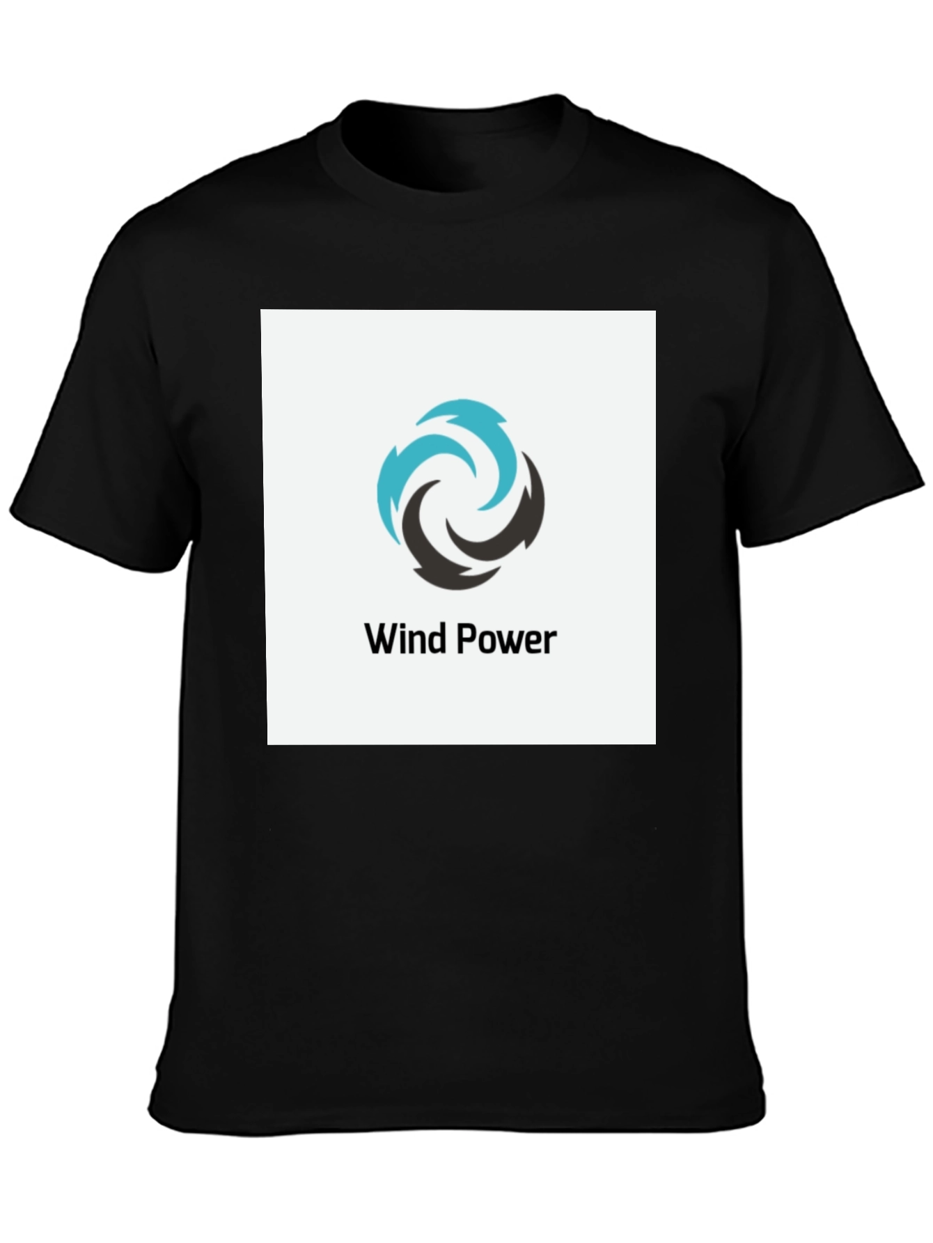 Wind Power Graphic Tee - Black Cotton T-Shirt