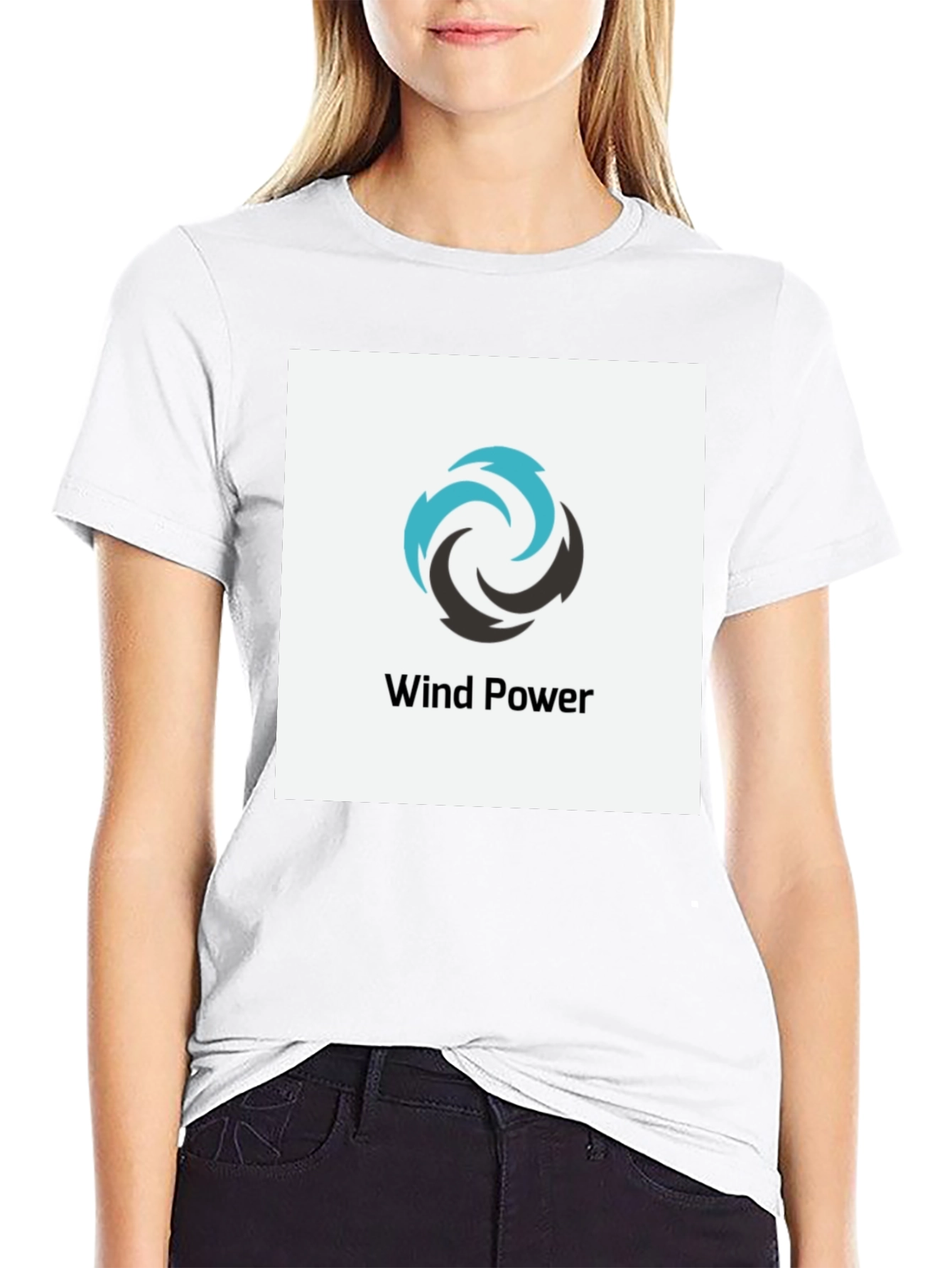 Wind Power Graphic Tee - Black Cotton T-Shirt