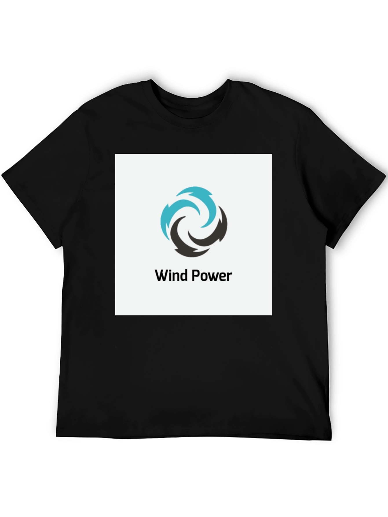 Wind Power Graphic Tee - Black Cotton T-Shirt