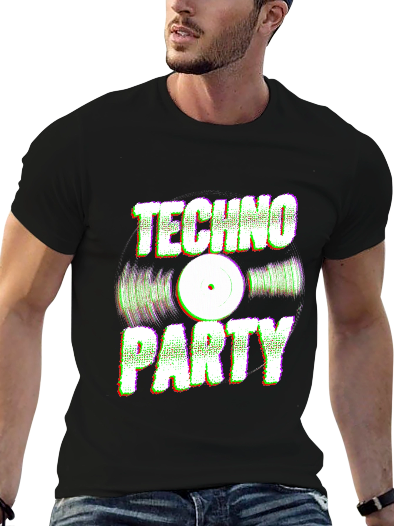 Techno Party Graphic Tee - Black