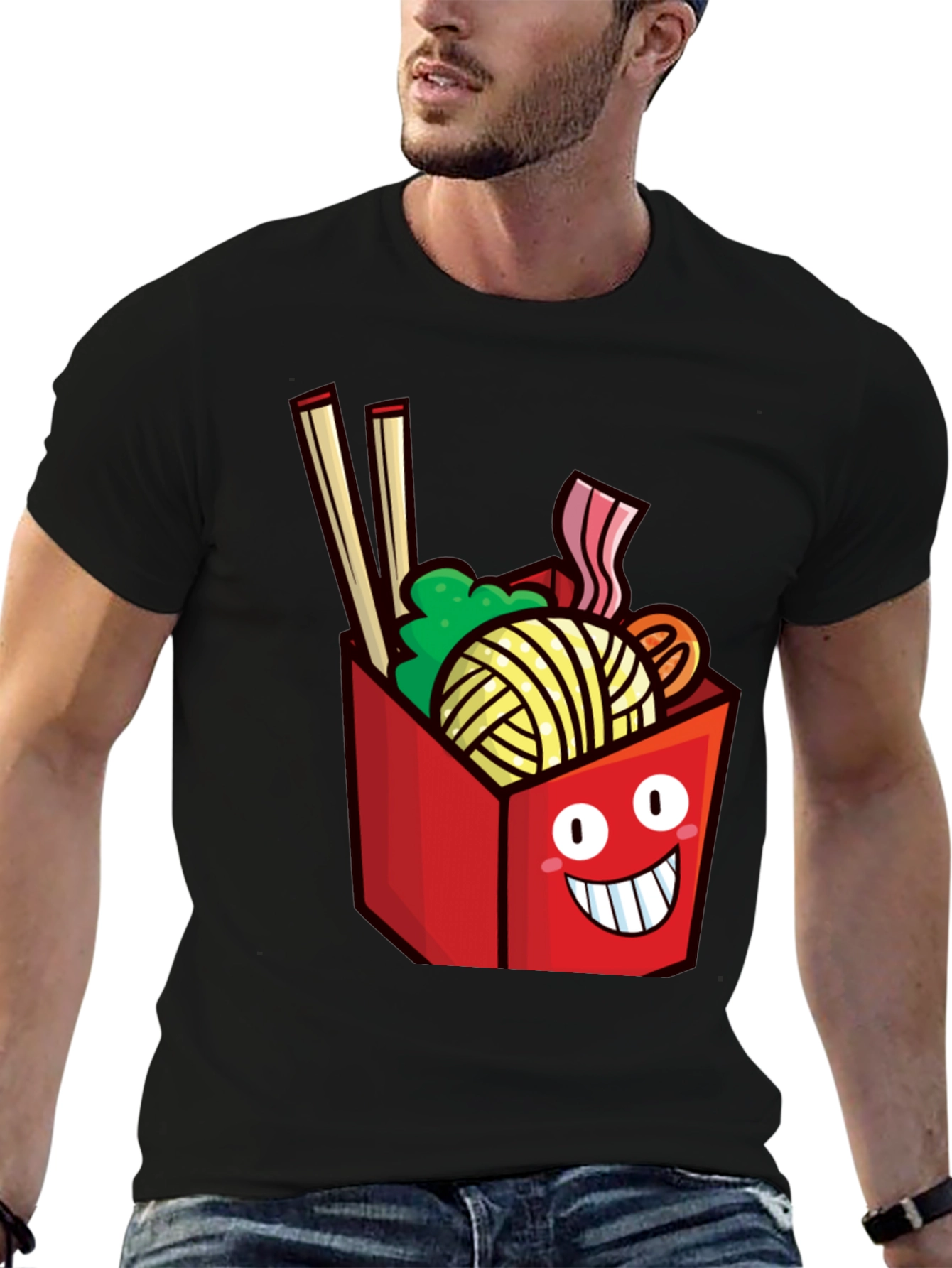 Noodle Box Graphic T-Shirt - Funny Ramen Design