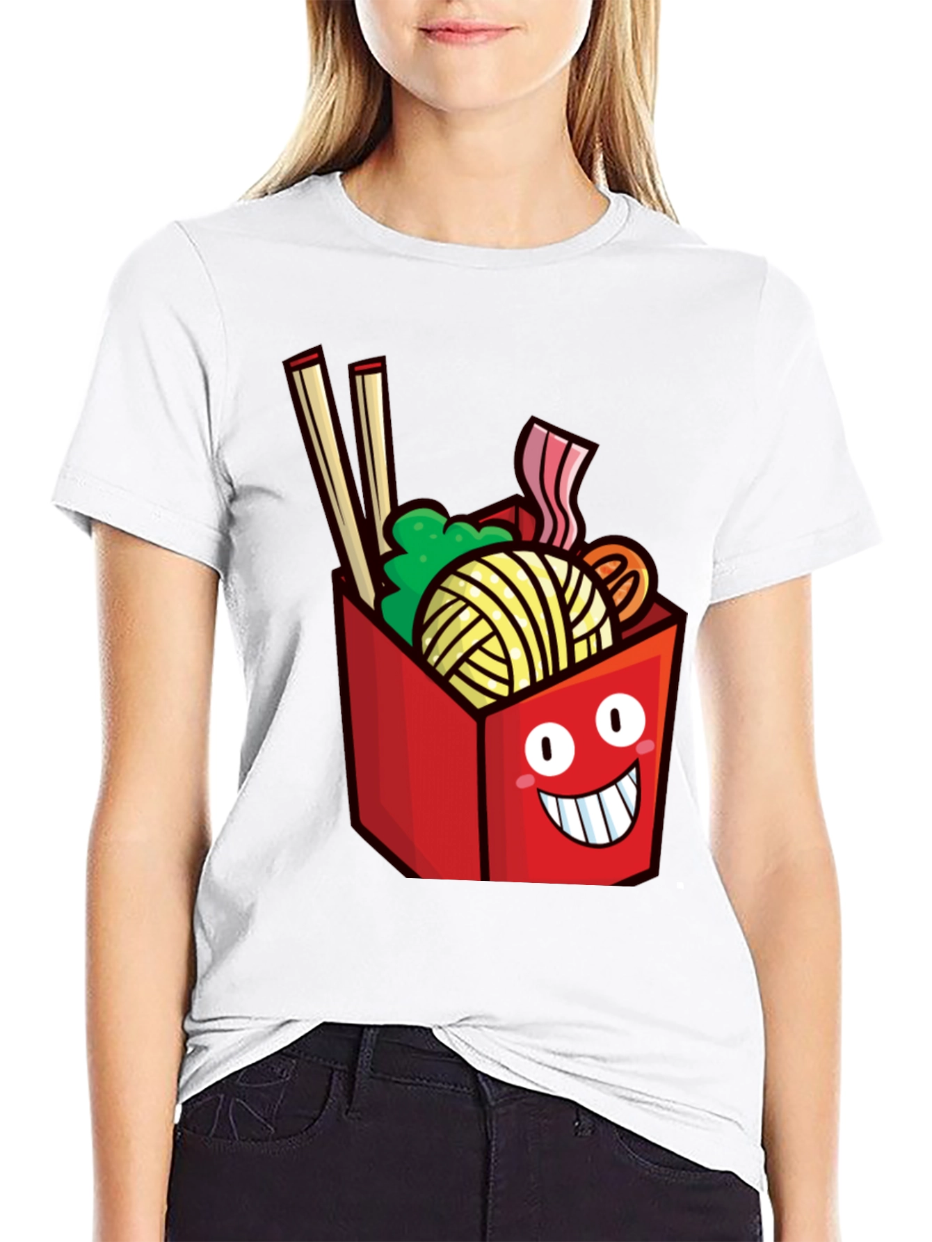 Noodle Box Graphic T-Shirt - Funny Ramen Design