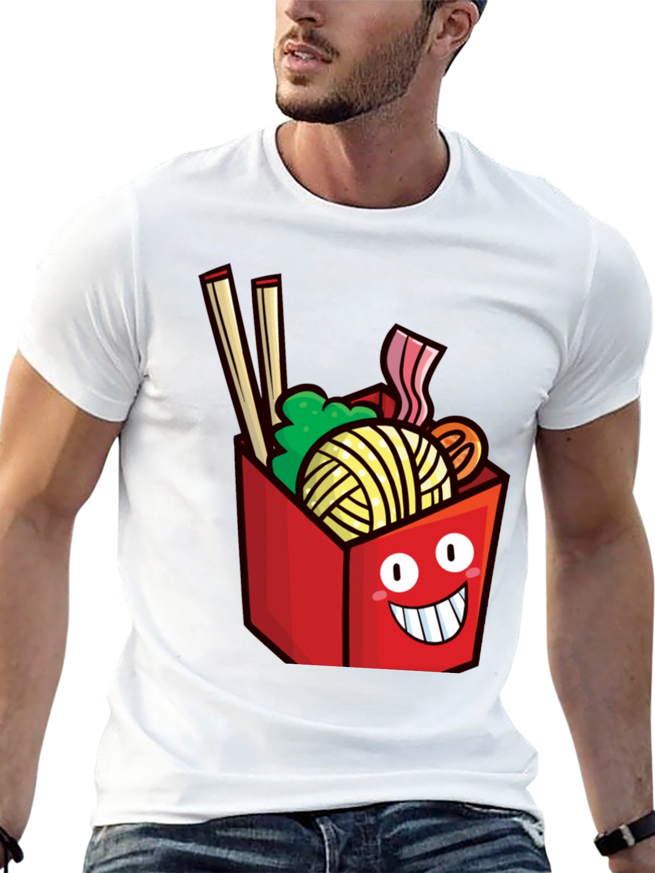 Noodle Box Graphic T-Shirt - Funny Ramen Design