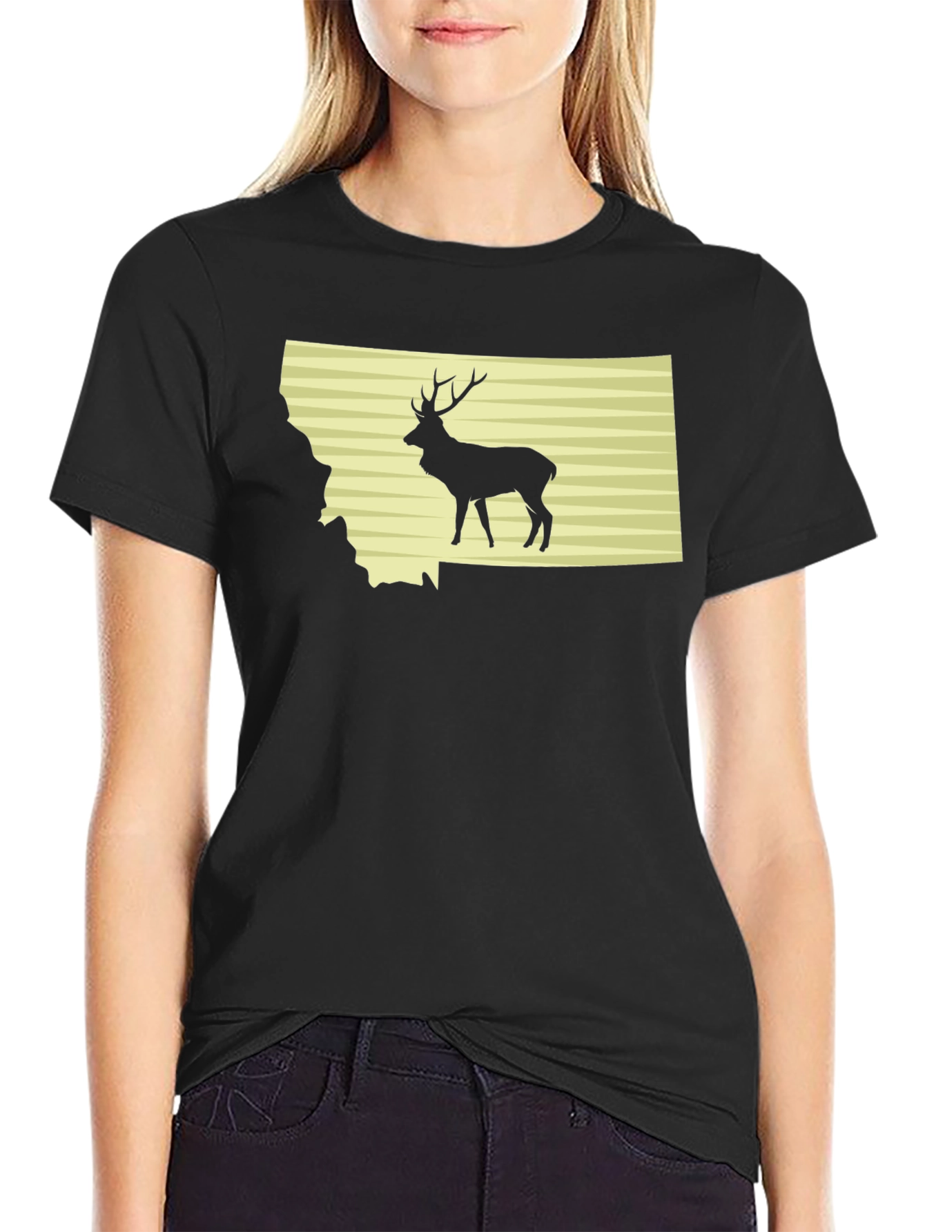 Montana Deer Graphic Tee - Black