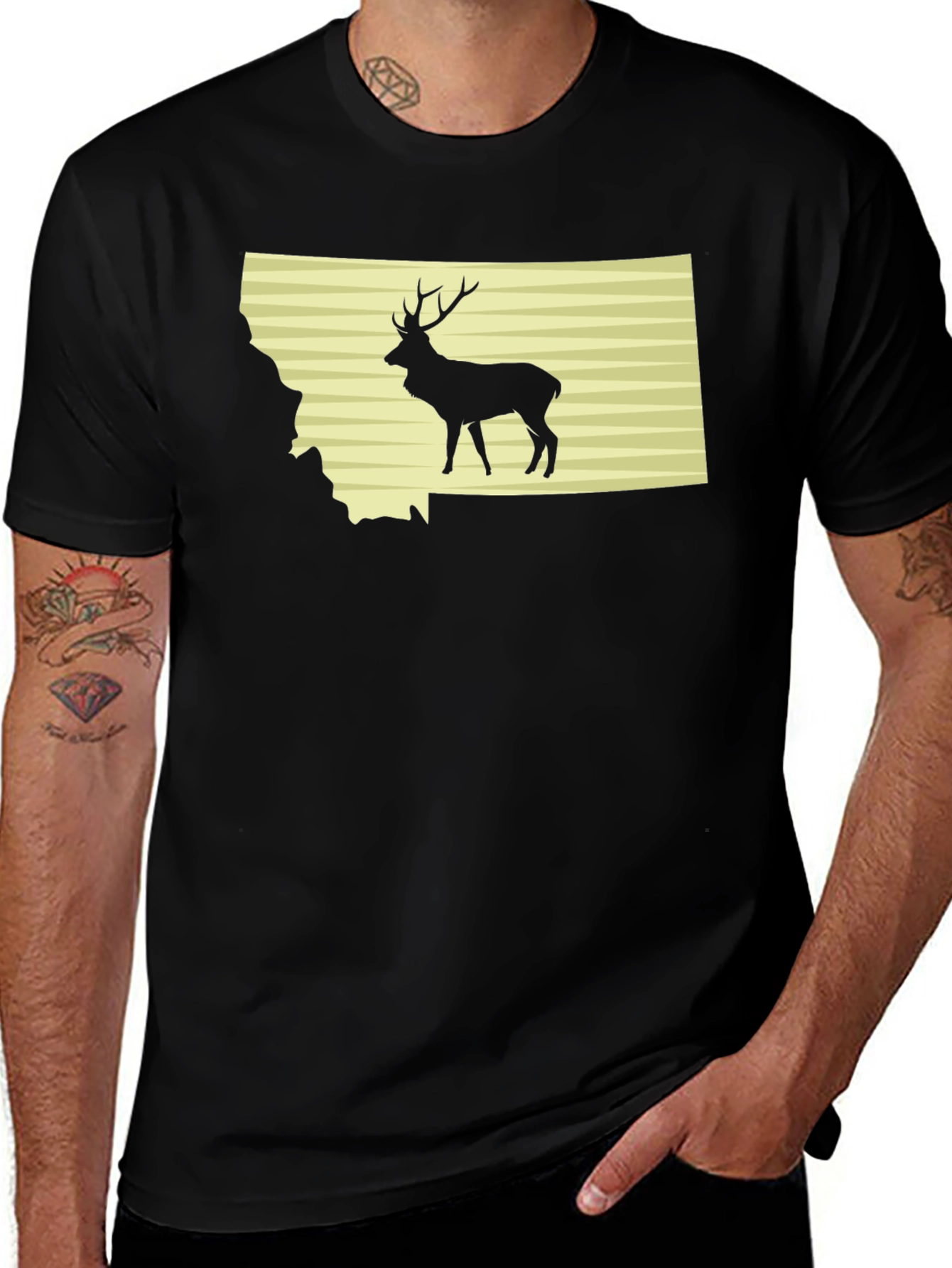 Montana Deer Graphic Tee - Black