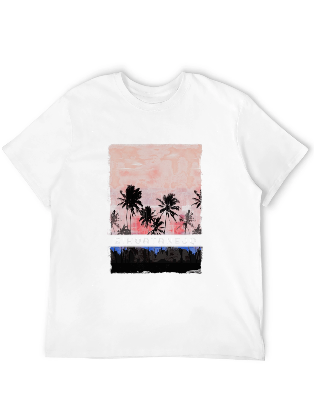Zihuatanejo Palm Sunset Black T-Shirt