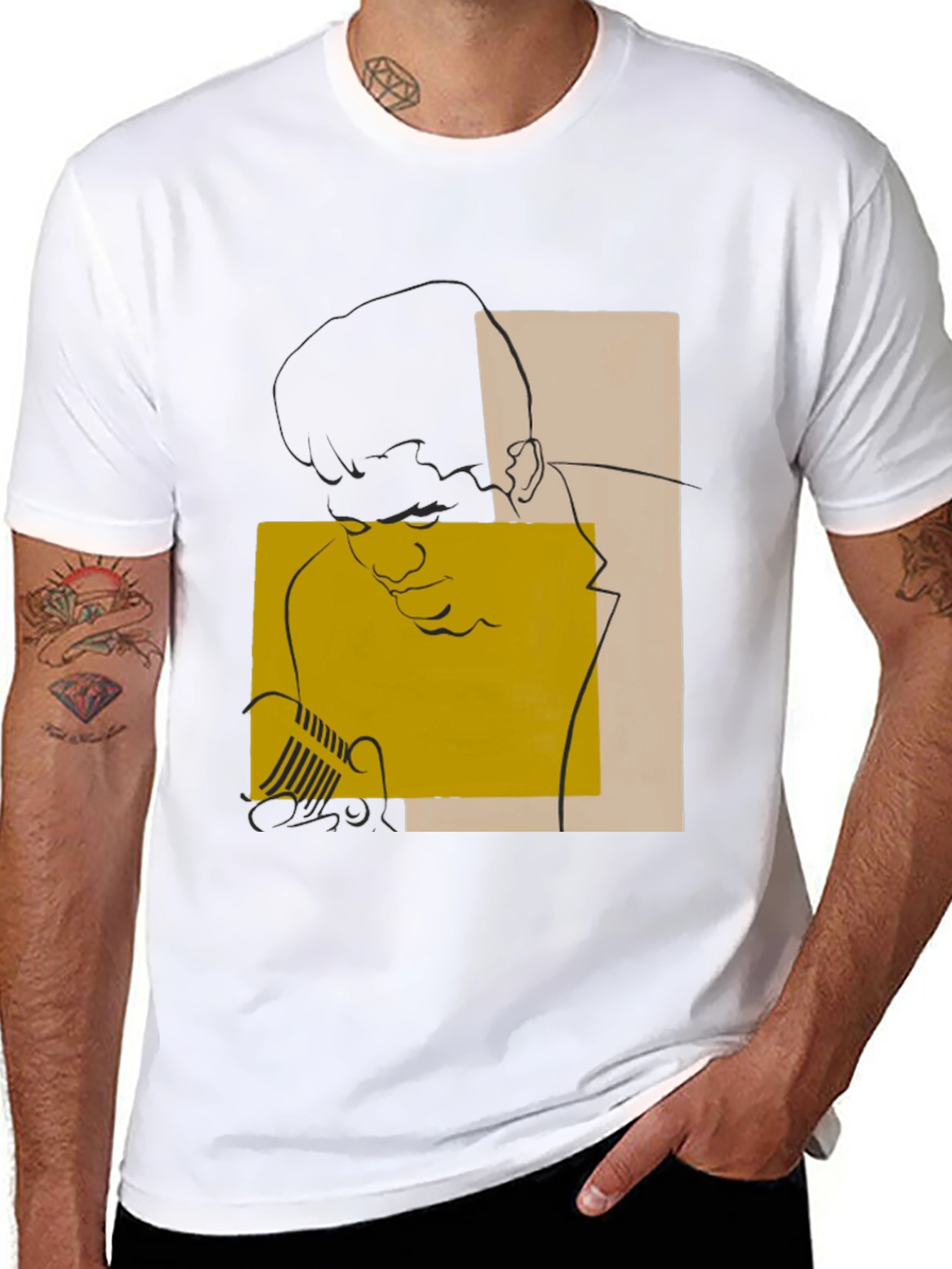 Abstract Graphic Print Black Tee
