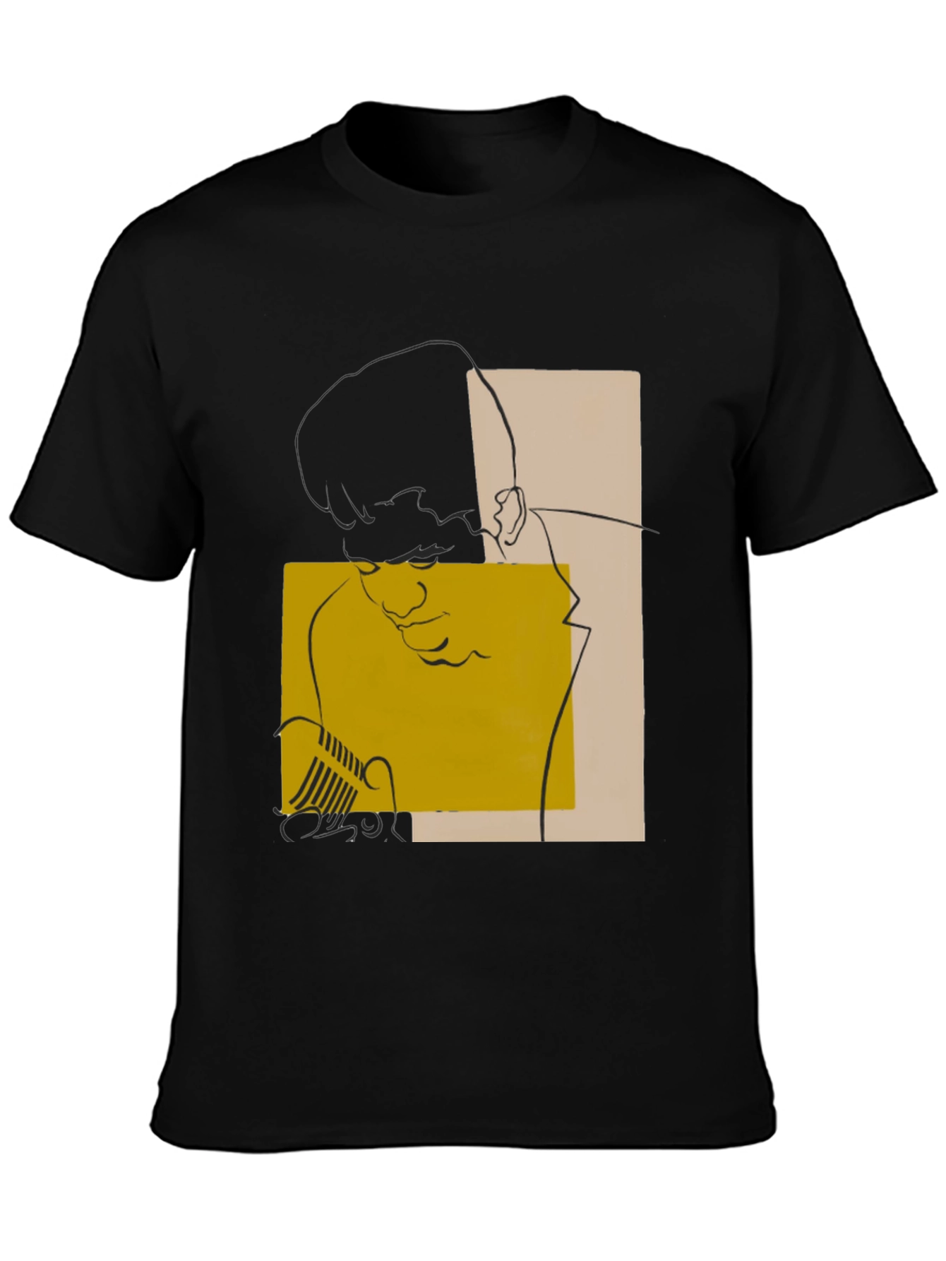 Abstract Graphic Print Black Tee
