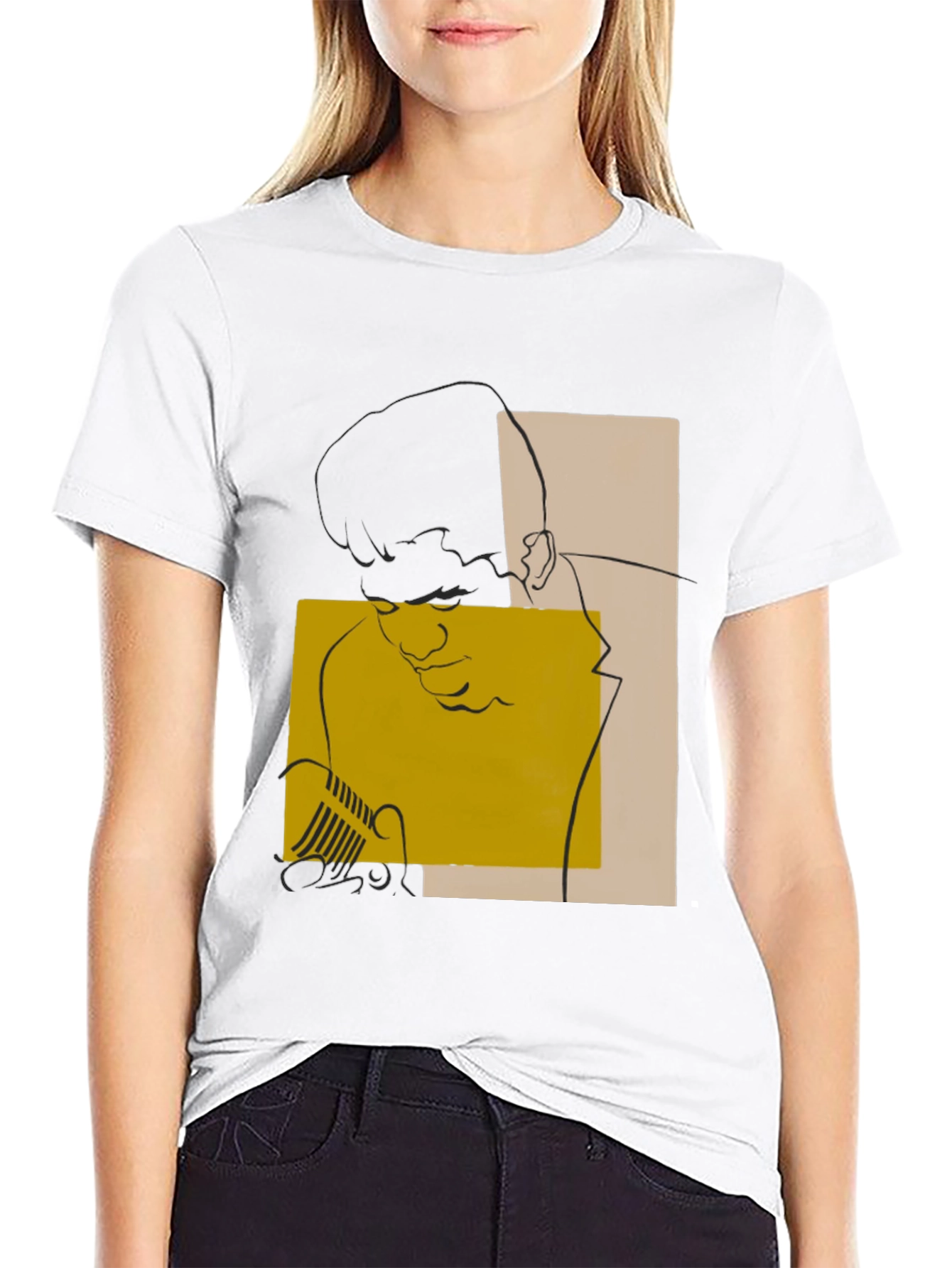Abstract Graphic Print Black Tee