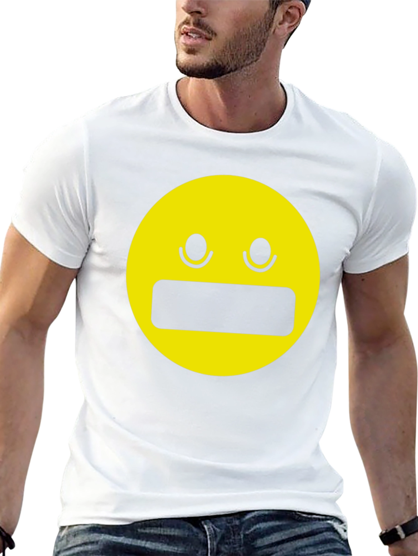 Expressionless Emoji Graphic Tee - Black