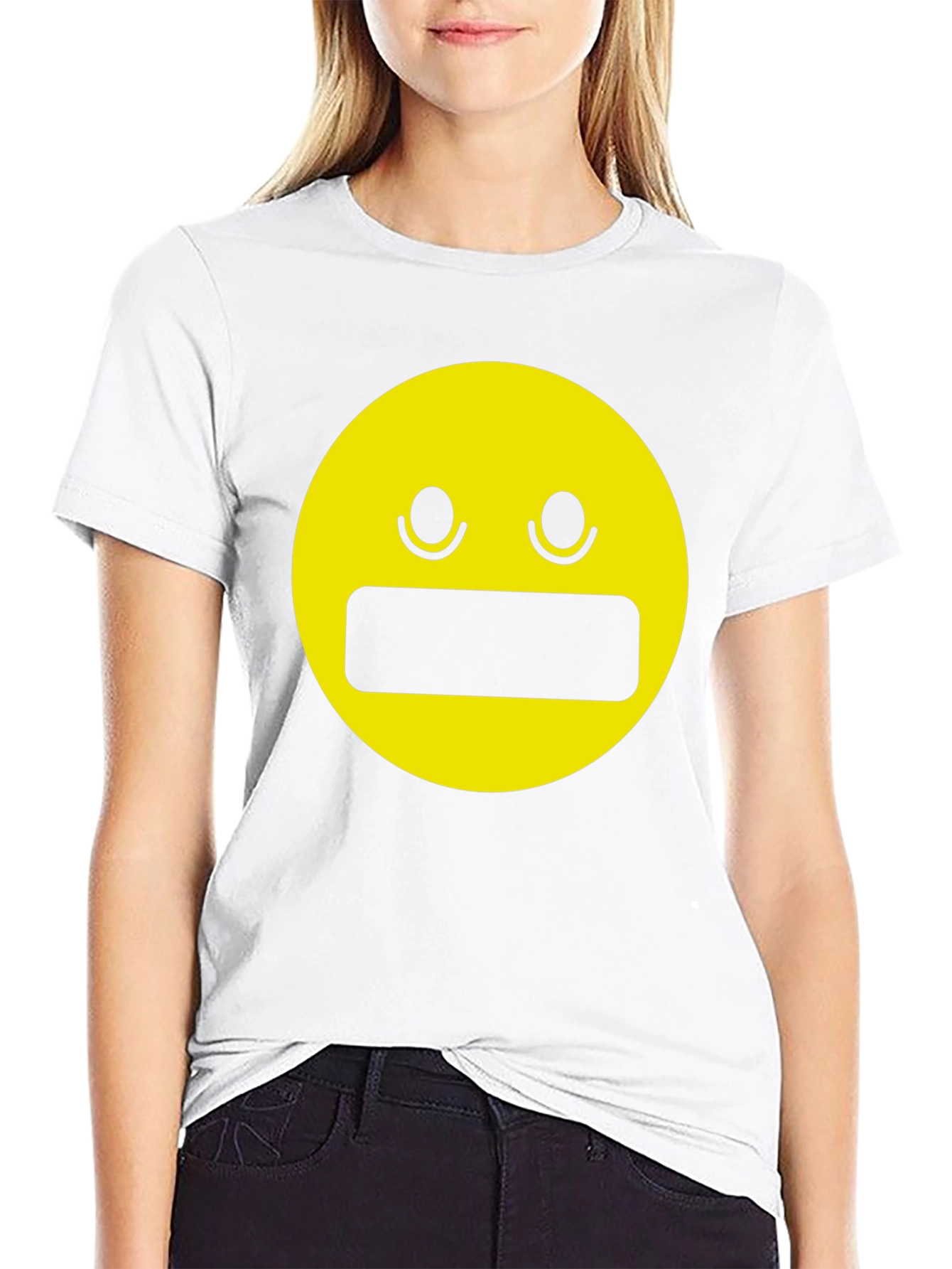 Expressionless Emoji Graphic Tee - Black