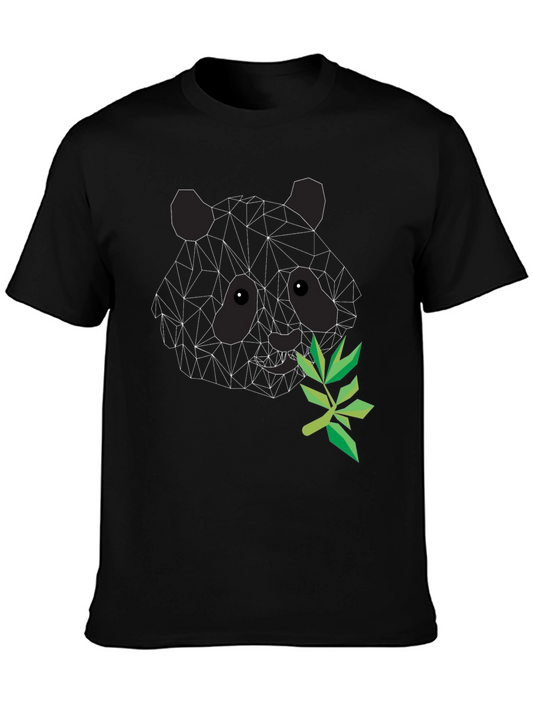 Geometric Panda T-Shirt - Stylish Black Tee