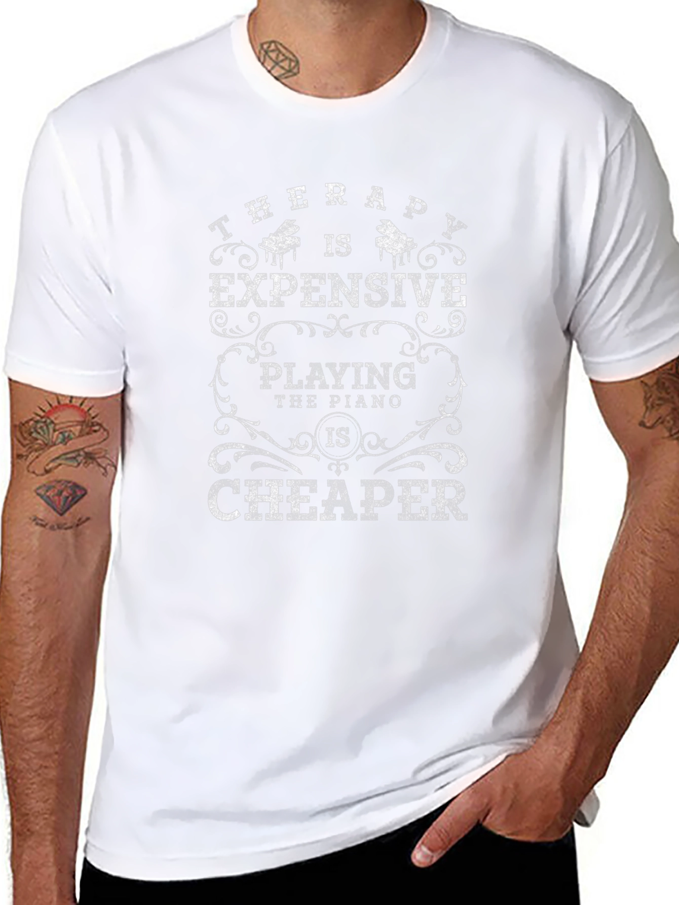 Therapy Expensive Piano Cheaper Black T-Shirt