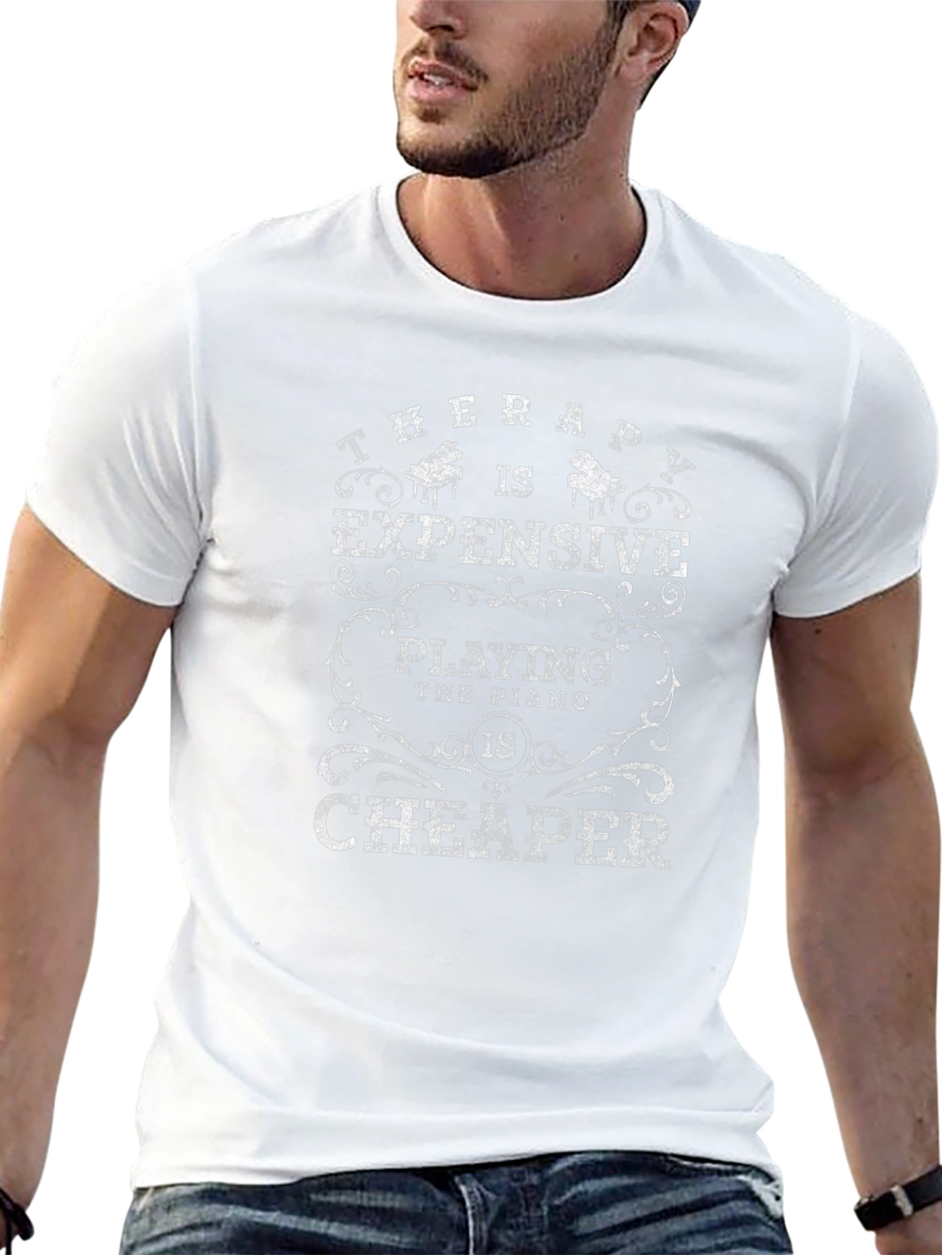 Therapy Expensive Piano Cheaper Black T-Shirt