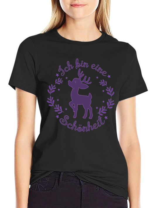 Ich Bin Eine Schönheit Deer Graphic Tee - Black