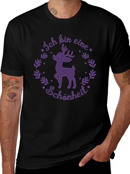 Ich Bin Eine Schönheit Deer Graphic Tee - Black