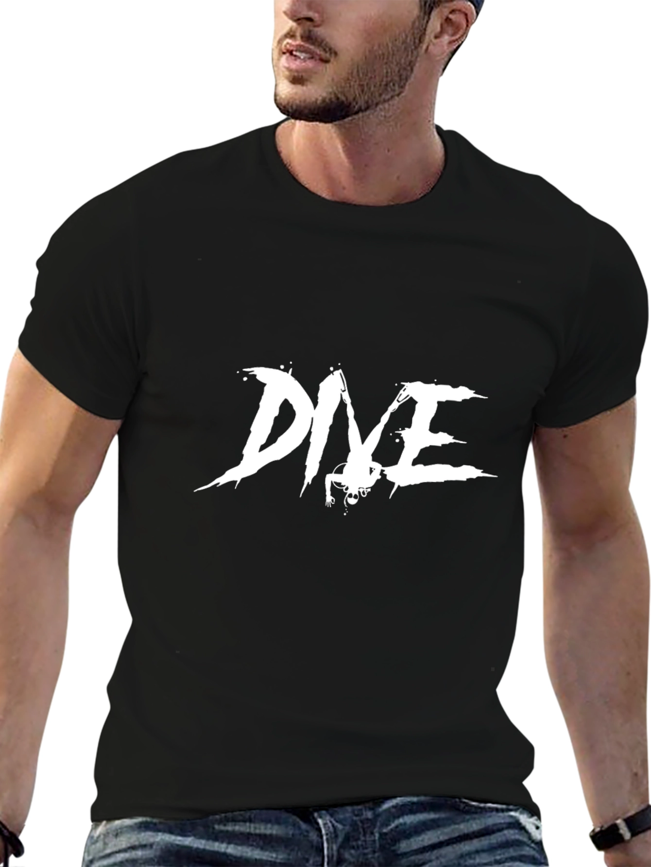 DIVE Graphic Print Black T-Shirt