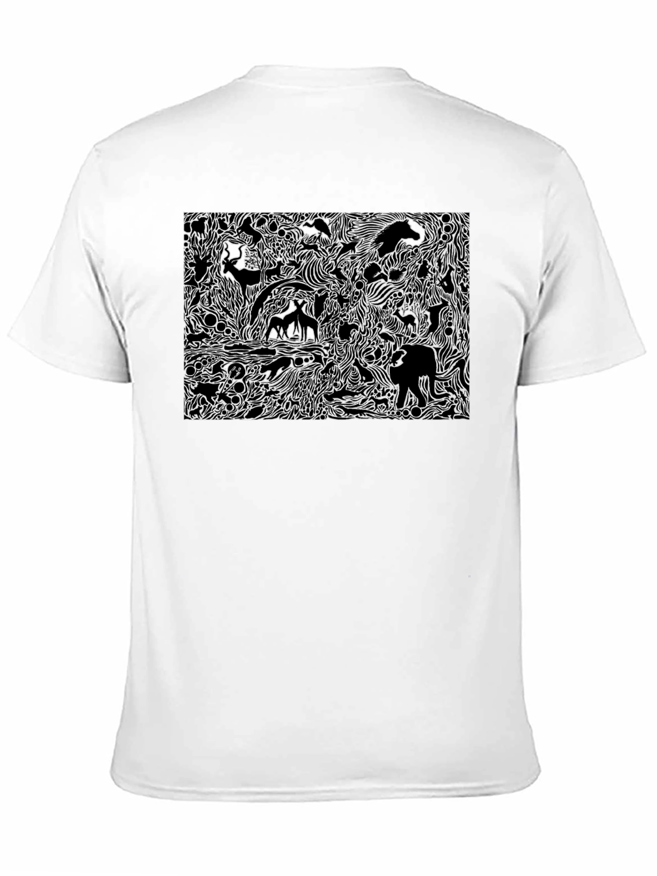 Black Graphic Tee with Animal Print