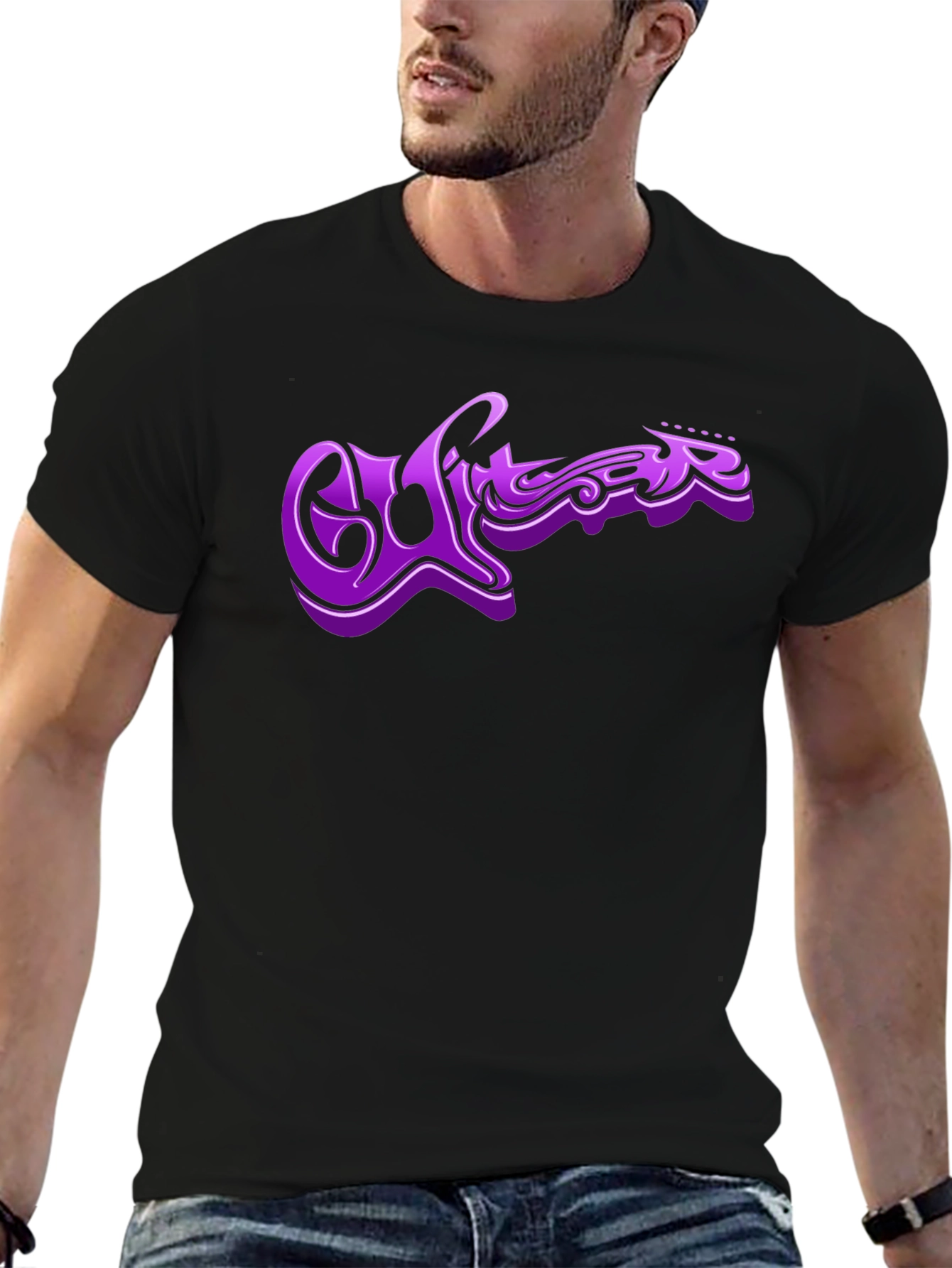Purple Guitar Graphic T-Shirt