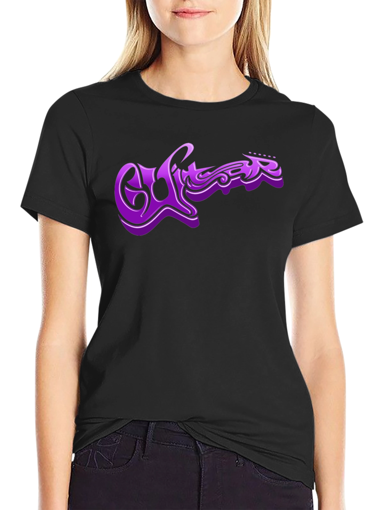 Purple Guitar Graphic T-Shirt