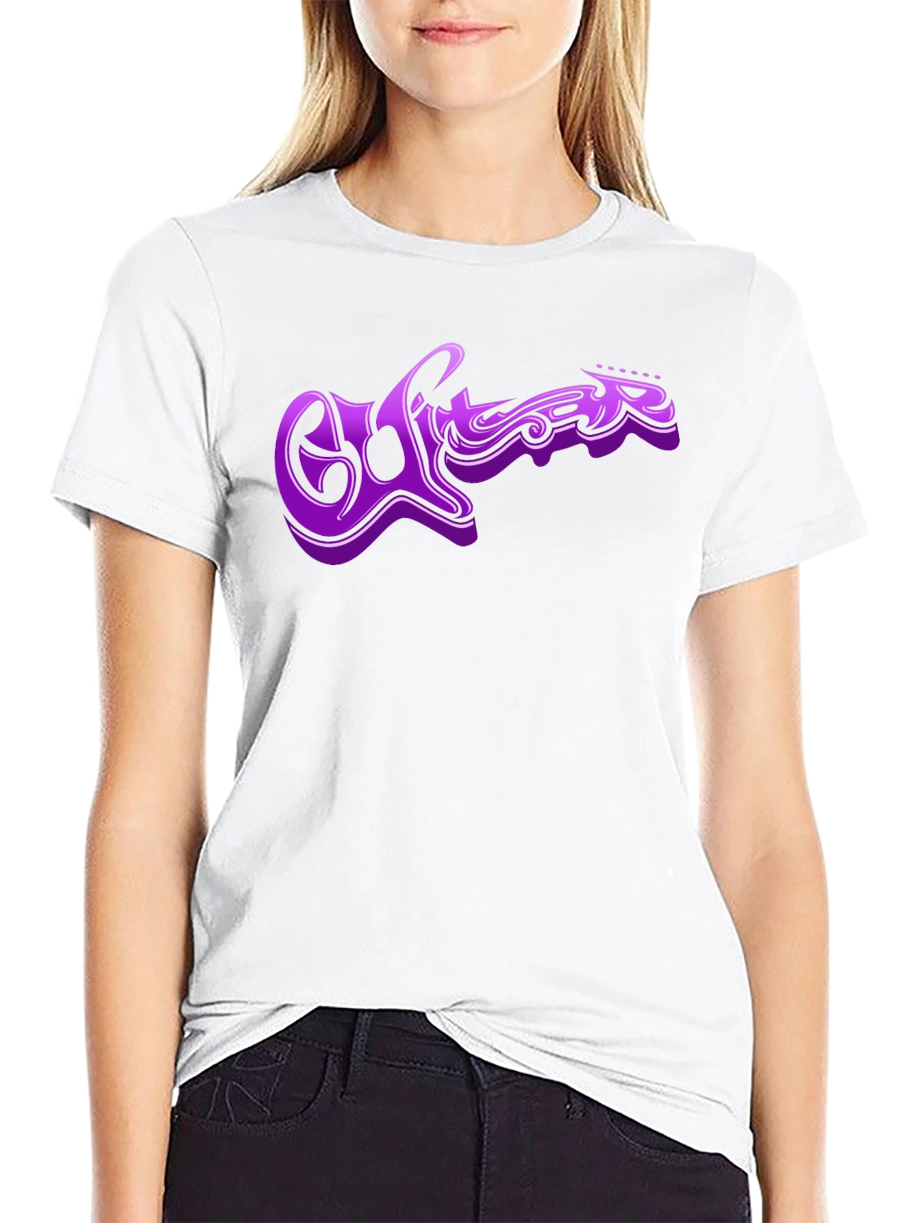 Purple Guitar Graphic T-Shirt