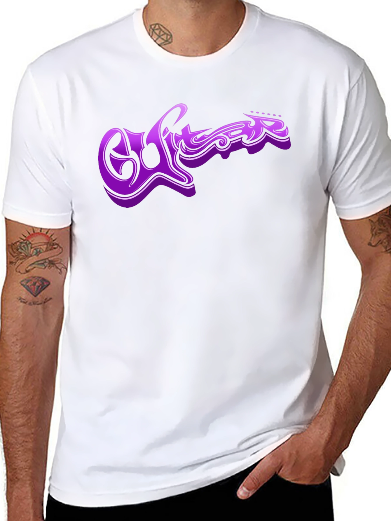 Purple Guitar Graphic T-Shirt