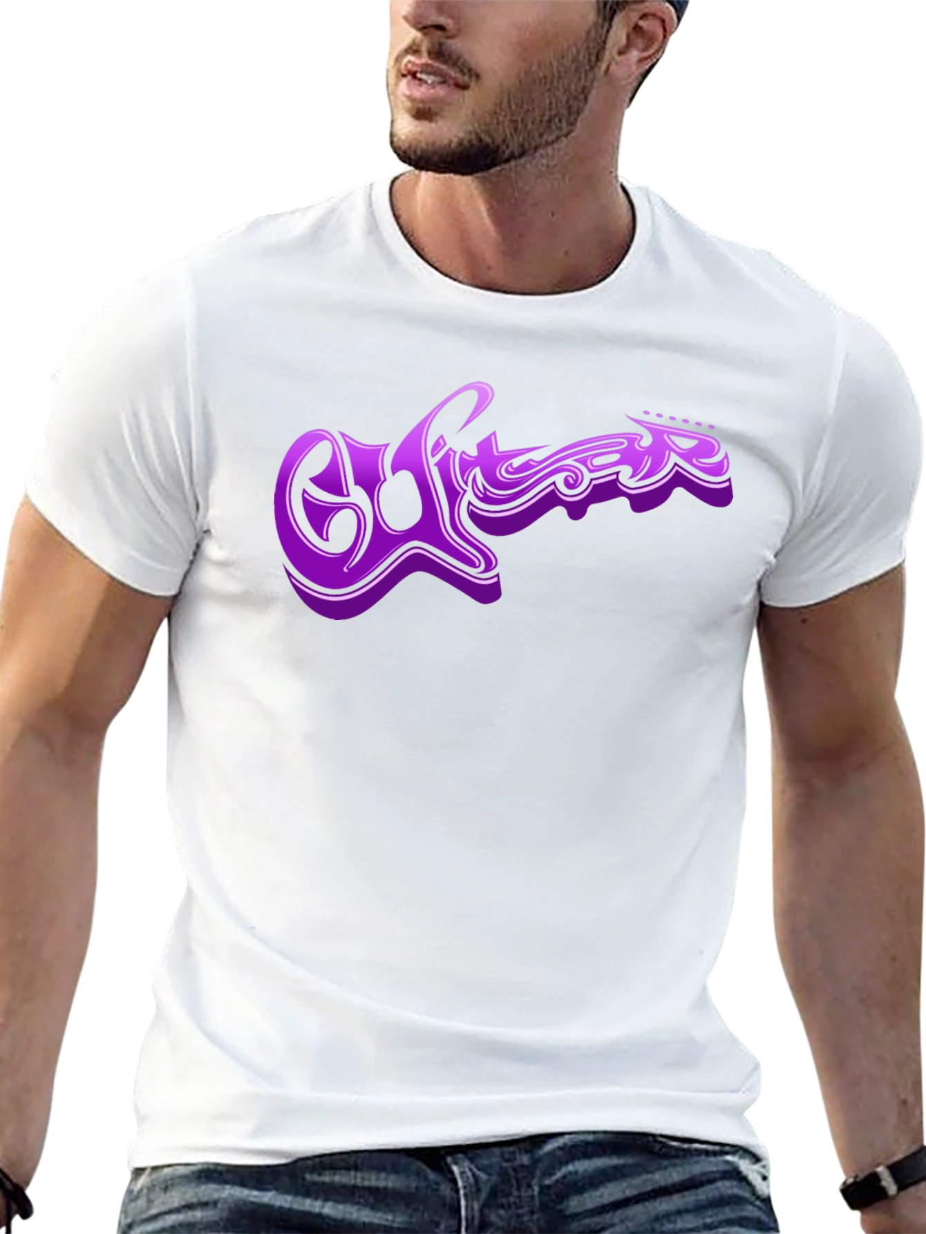 Purple Guitar Graphic T-Shirt