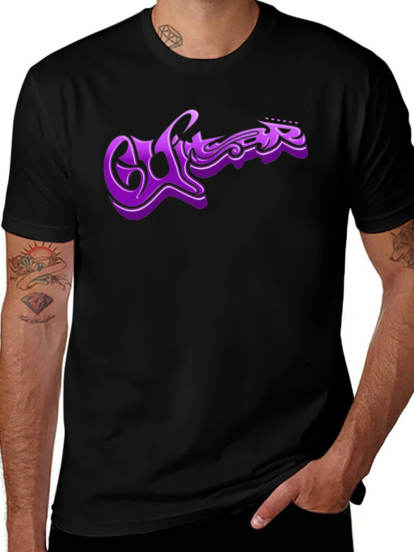 Purple Guitar Graphic T-Shirt