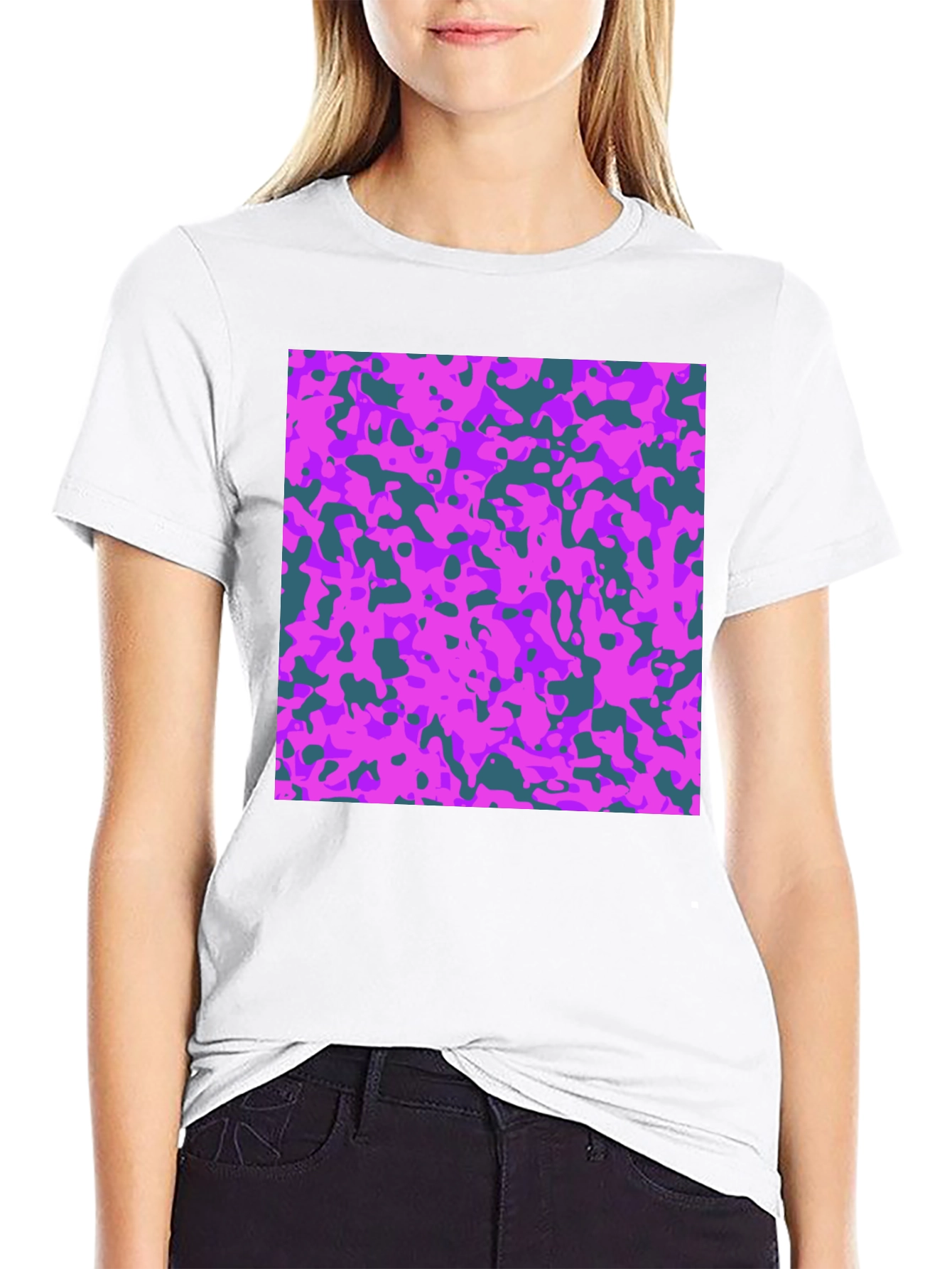 Abstract Camo Print Tee - Black